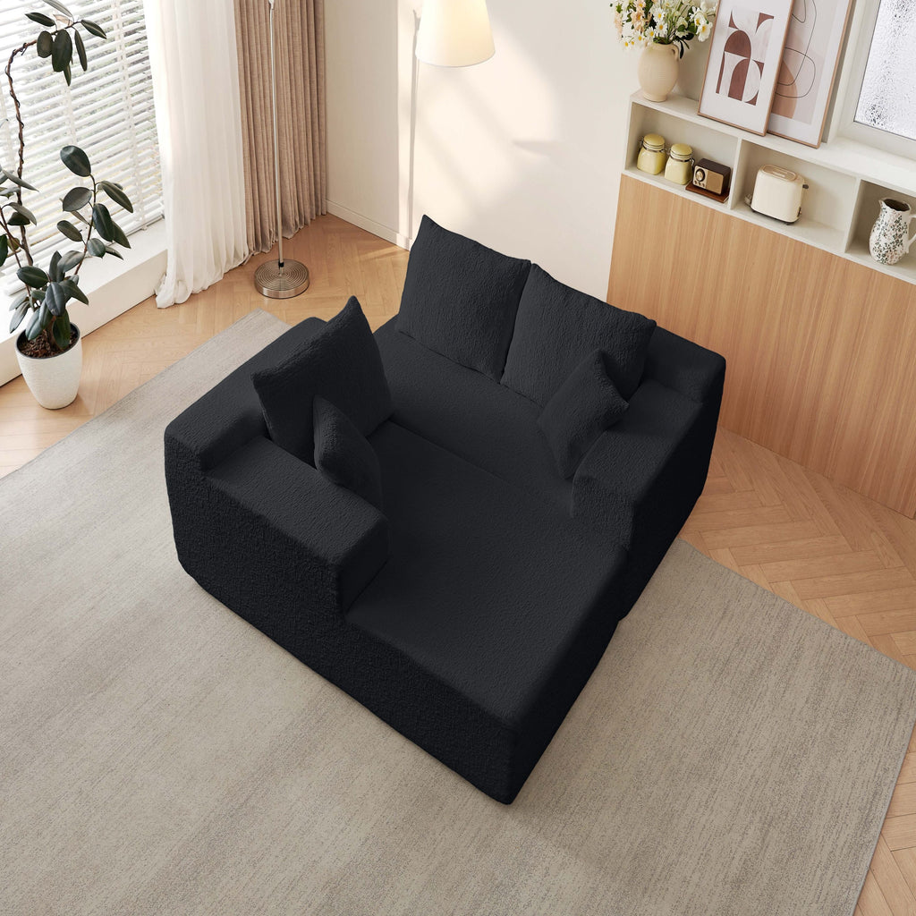 Modern Modular 104' Cloud Sectional Couch with L-Shape Chaise, Deep Seat, Black Chenille, No Assembly Required