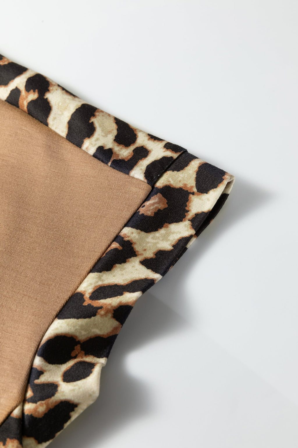 Leopard Trim Round Neck Loose T-Shirt