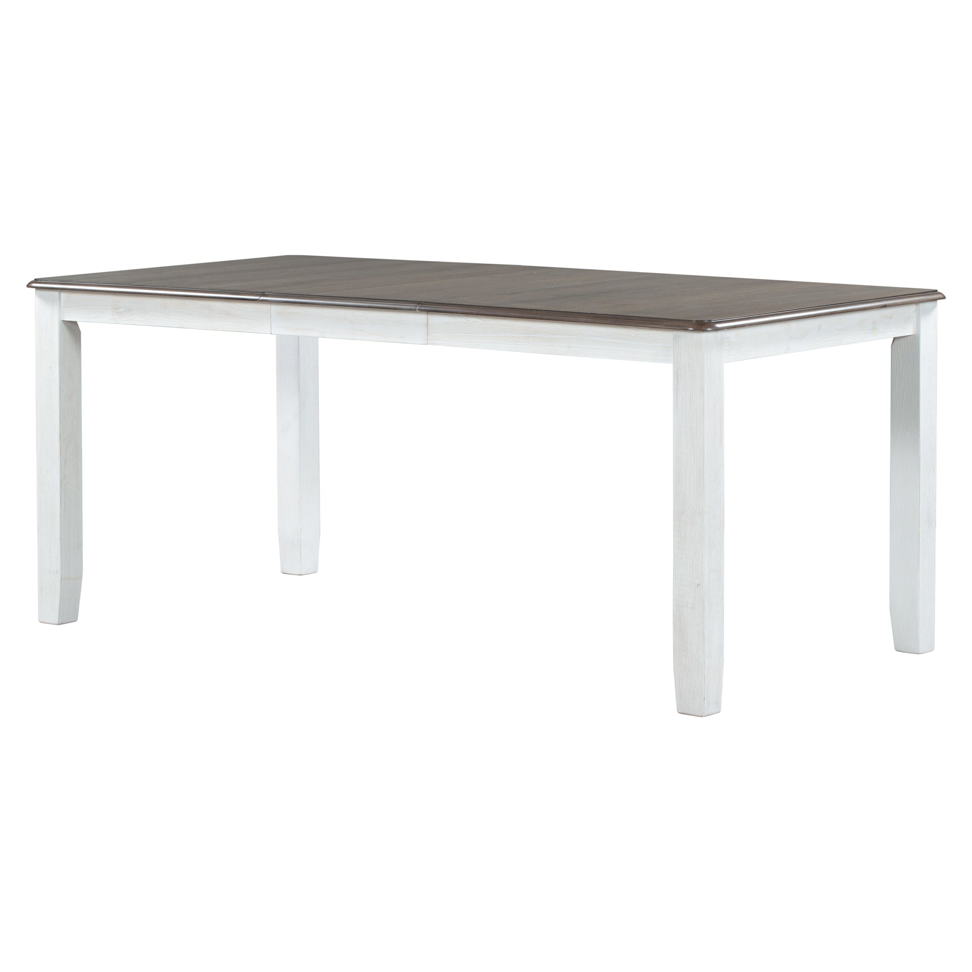TREXM Retro Style 7-Piece Dining Table Set with Extendable Table, Upholstered Chairs, Brown+White, Solid Wood