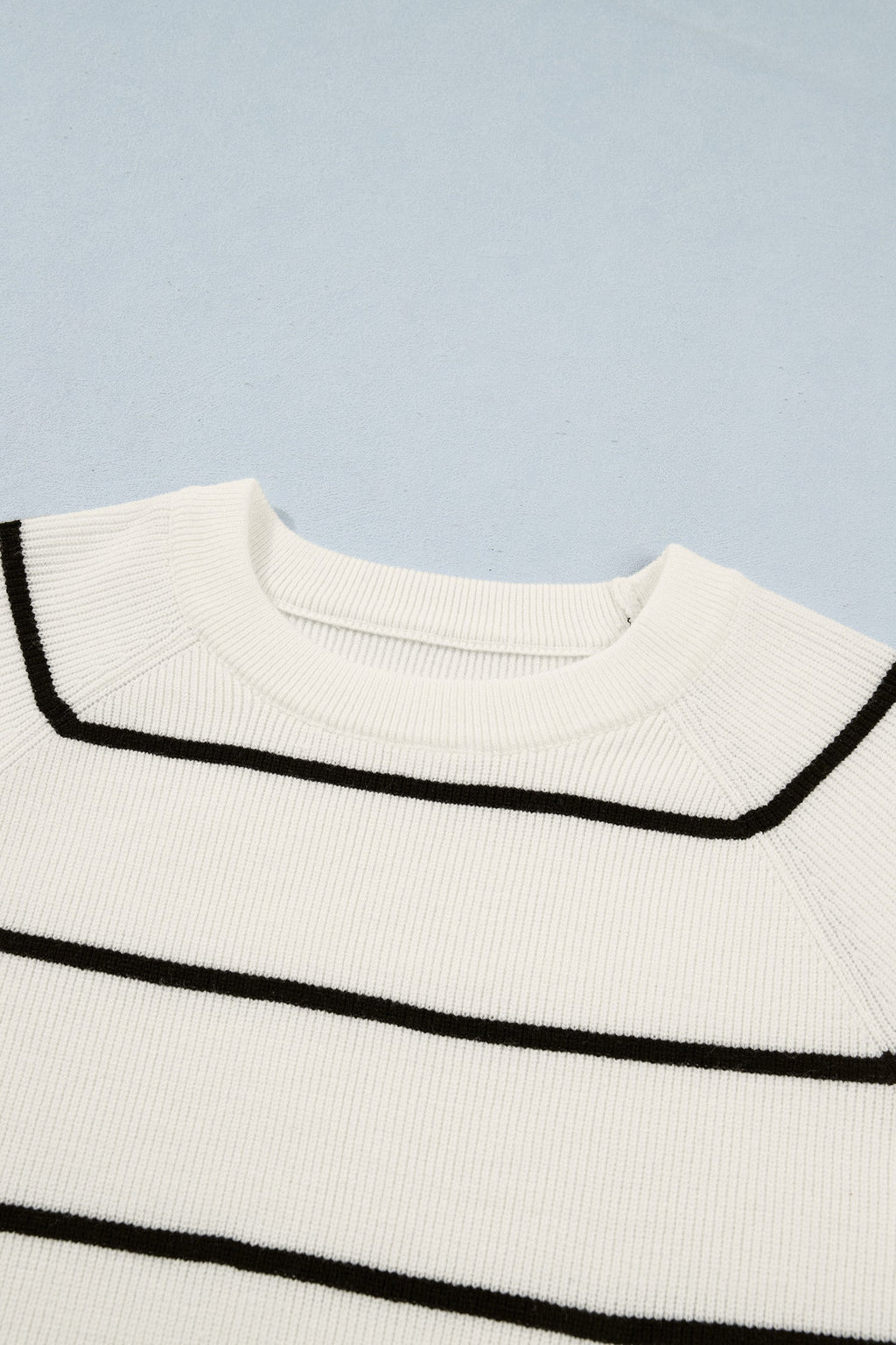Stripe Ribbed Knit 3/4 Sleeve Sweater Tee