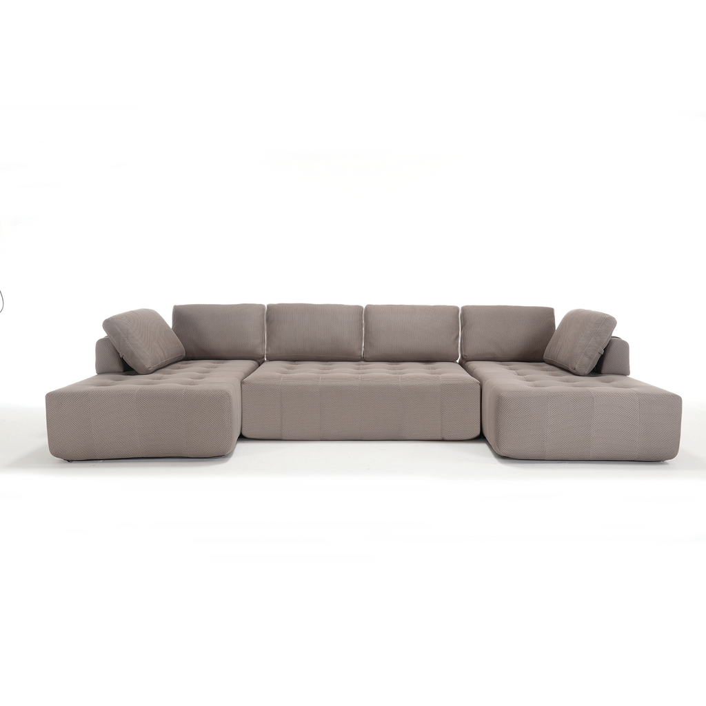 [NEW ARRIVED] [VIDEO PROVIDED]138.5 'Modular Combination Sofa, U-shaped Sofa, Living Room, Apartment, Upholstered ,6-seat Sofa, Free Combination Sofa (Mesh Fabric), Breathable Fabric, Gray