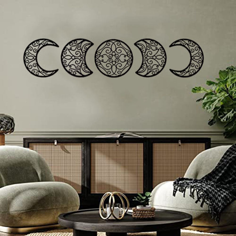 Set Of 5 Wrought Iron Crescent Moon Wall Art Home Decor