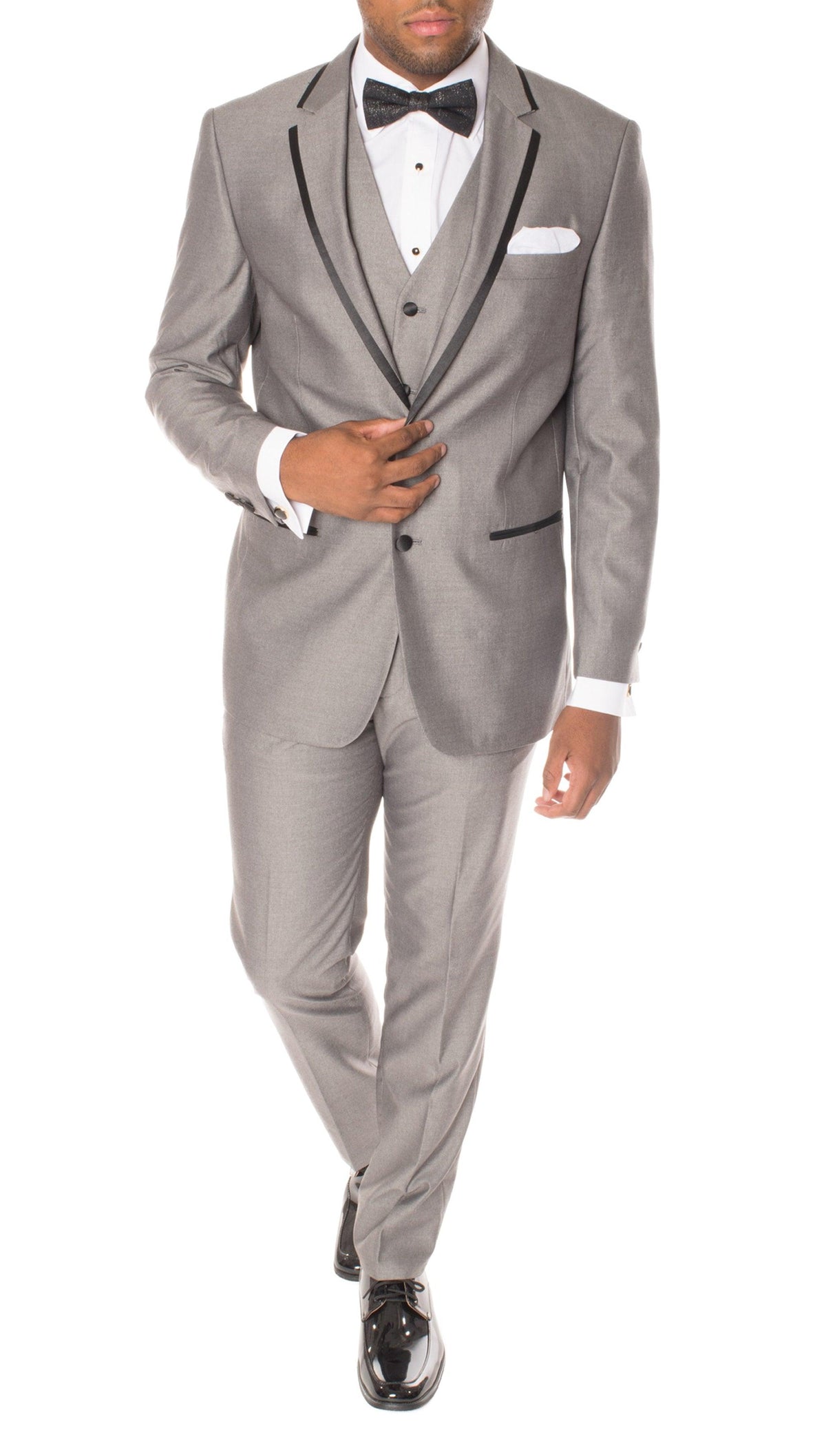 Celio Grey & Black Slim Fit 3 Piece Tuxedo