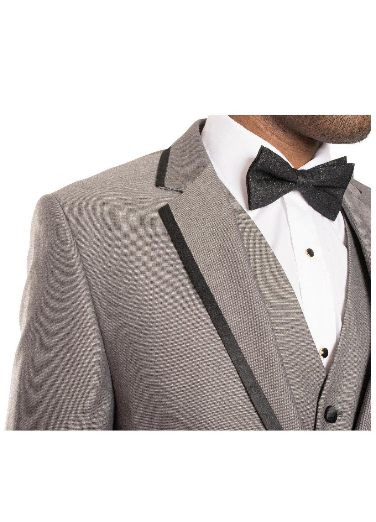 Celio Grey & Black Slim Fit 3 Piece Tuxedo