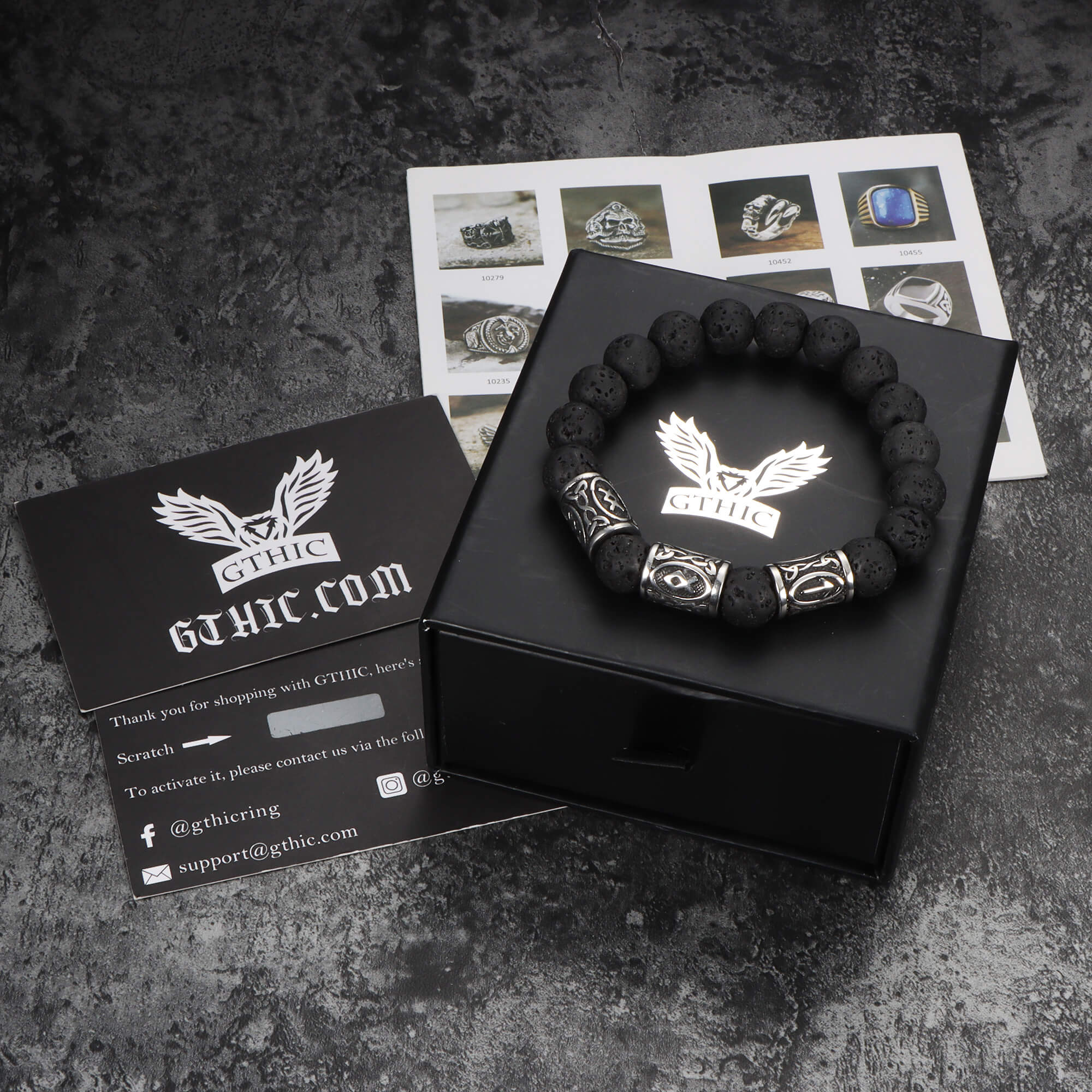 Celtic Knot Volcanic Rock Stainless Steel Bracelet