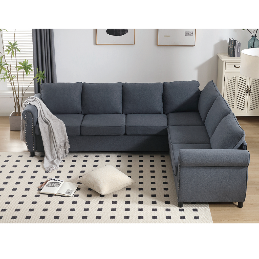 [NEW ARRIVED] [VIDEO PROVIDED] Sleeper Sofa, 2 in 1 Pull Out Couch Bed,6 seater sofa bed, L Shaped Sleeper Sectional Sofa Couch,Riveted sofa,104'' Large combined sofa Bed in living room, GRAY
