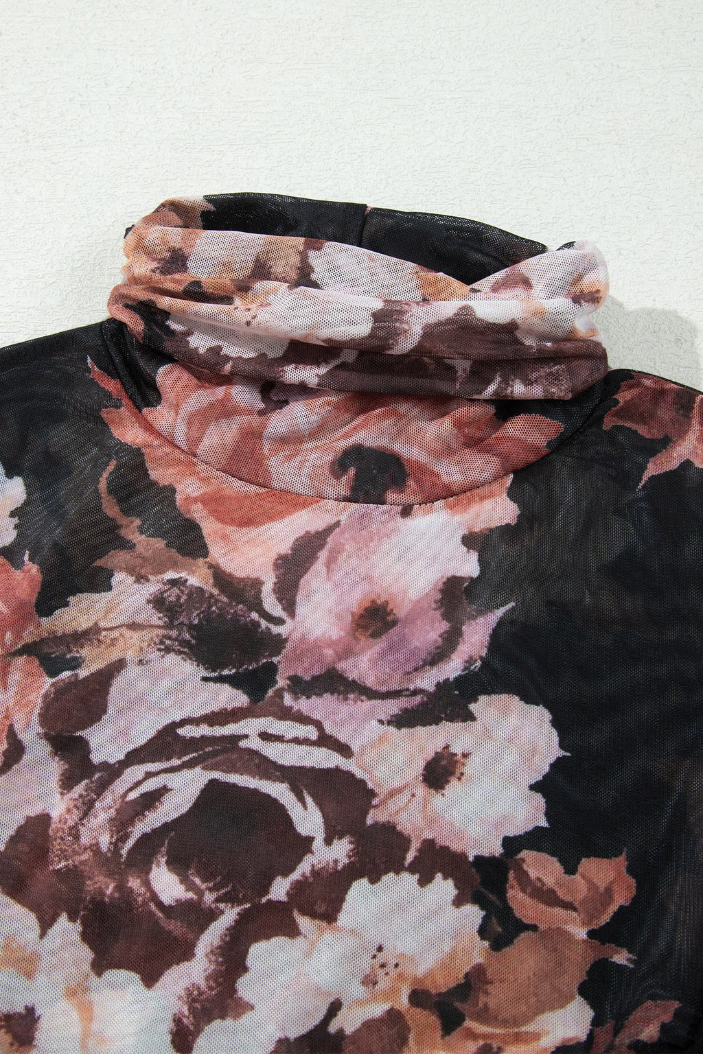 Floral Mesh Long Sleeve High Neck Bodysuit