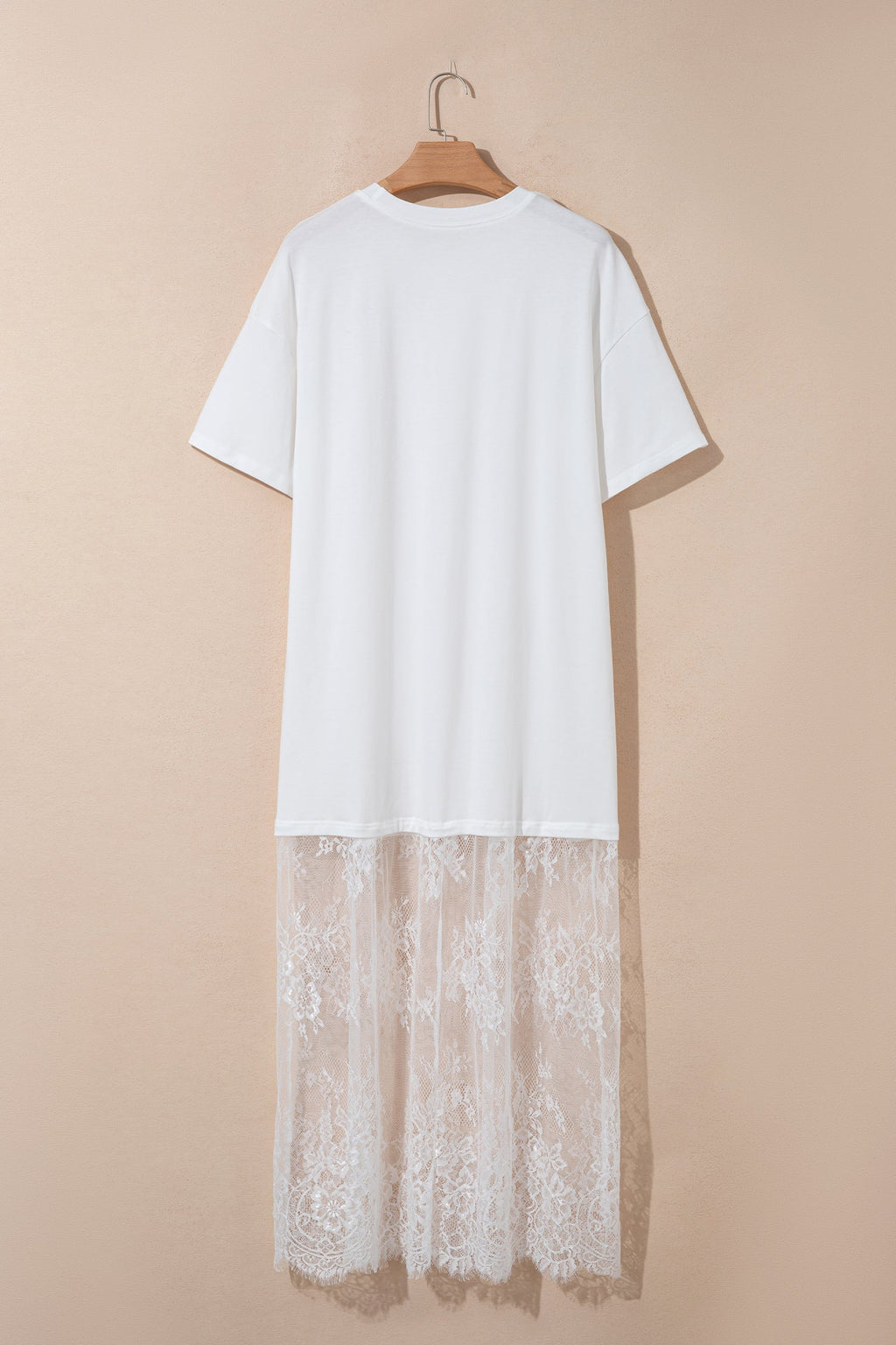 Solid Lace Patchwork Short Sleeve Maxi Dress