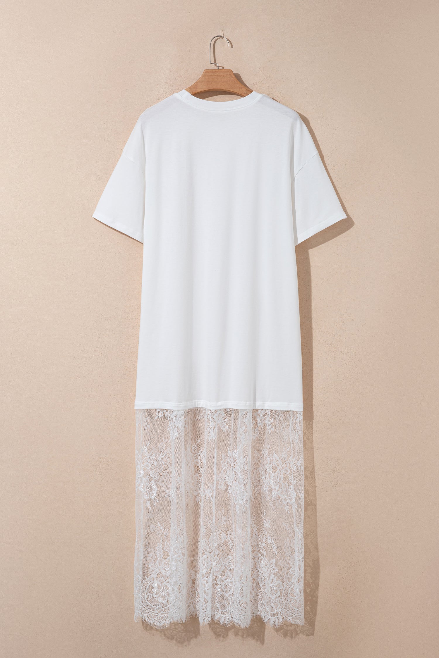 Solid Lace Patchwork Short Sleeve Maxi Dress