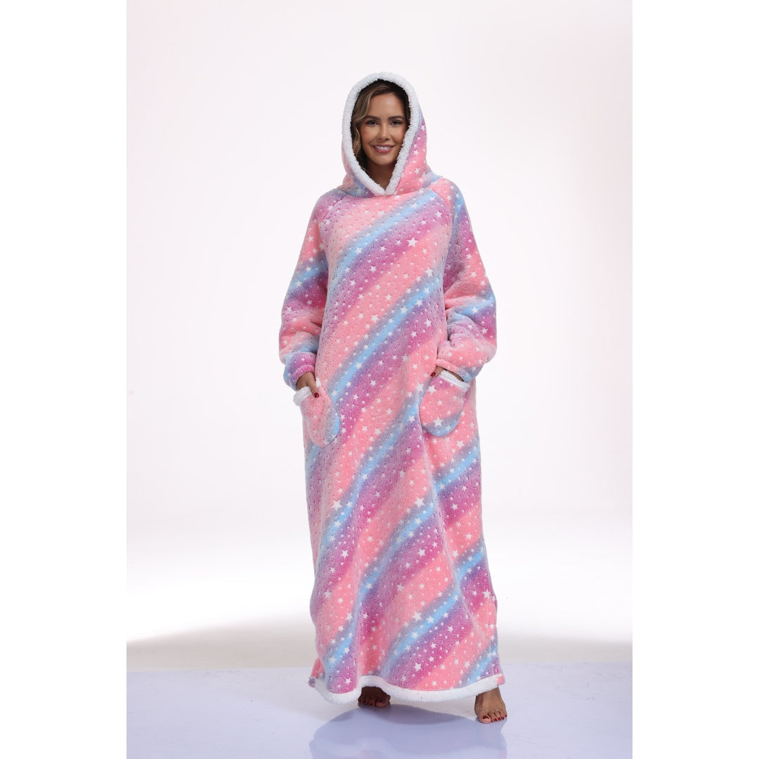 Oversized Wearable Hooded Blanket Glow In The Dark Print for Women