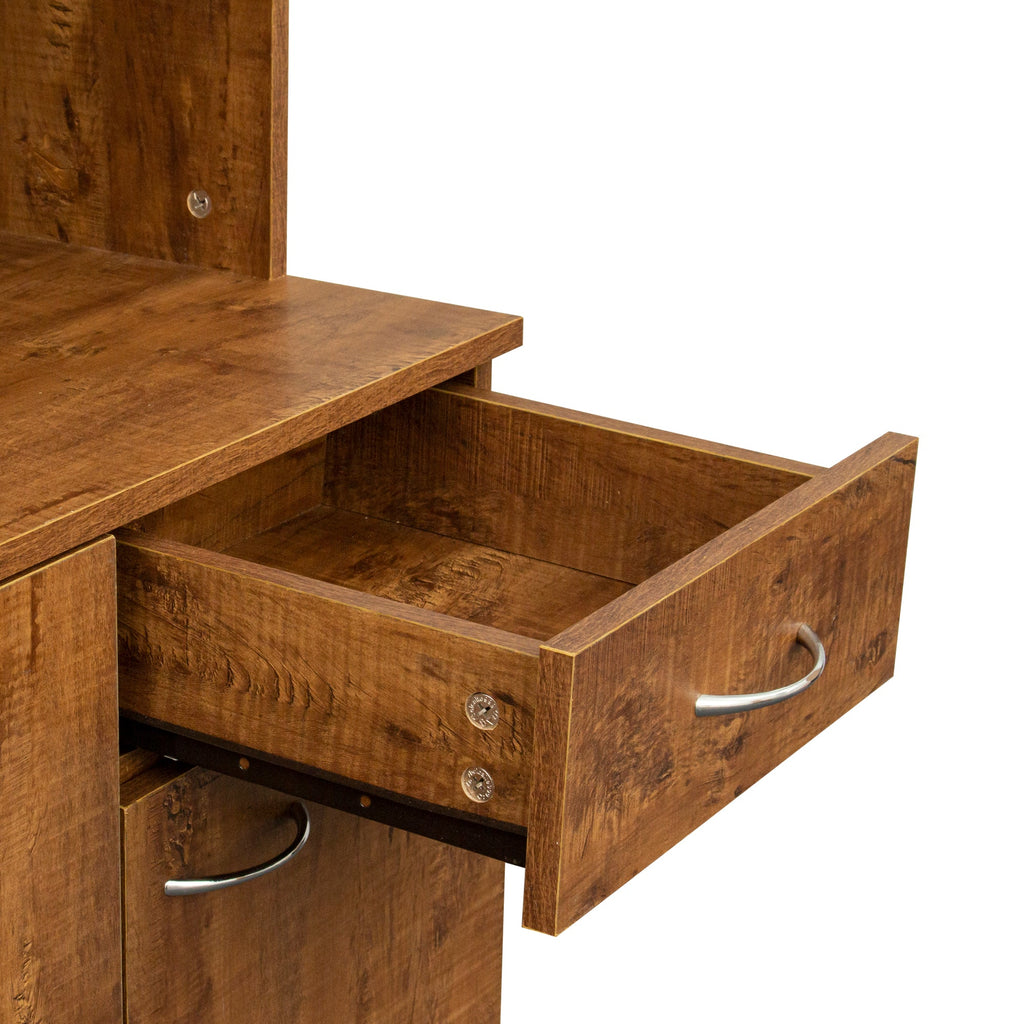 70.87' Tall Wardrobe& Kitchen Cabinet, with 6-Doors, 1-Open Shelves and 1-Drawer for bedroom,Walnut