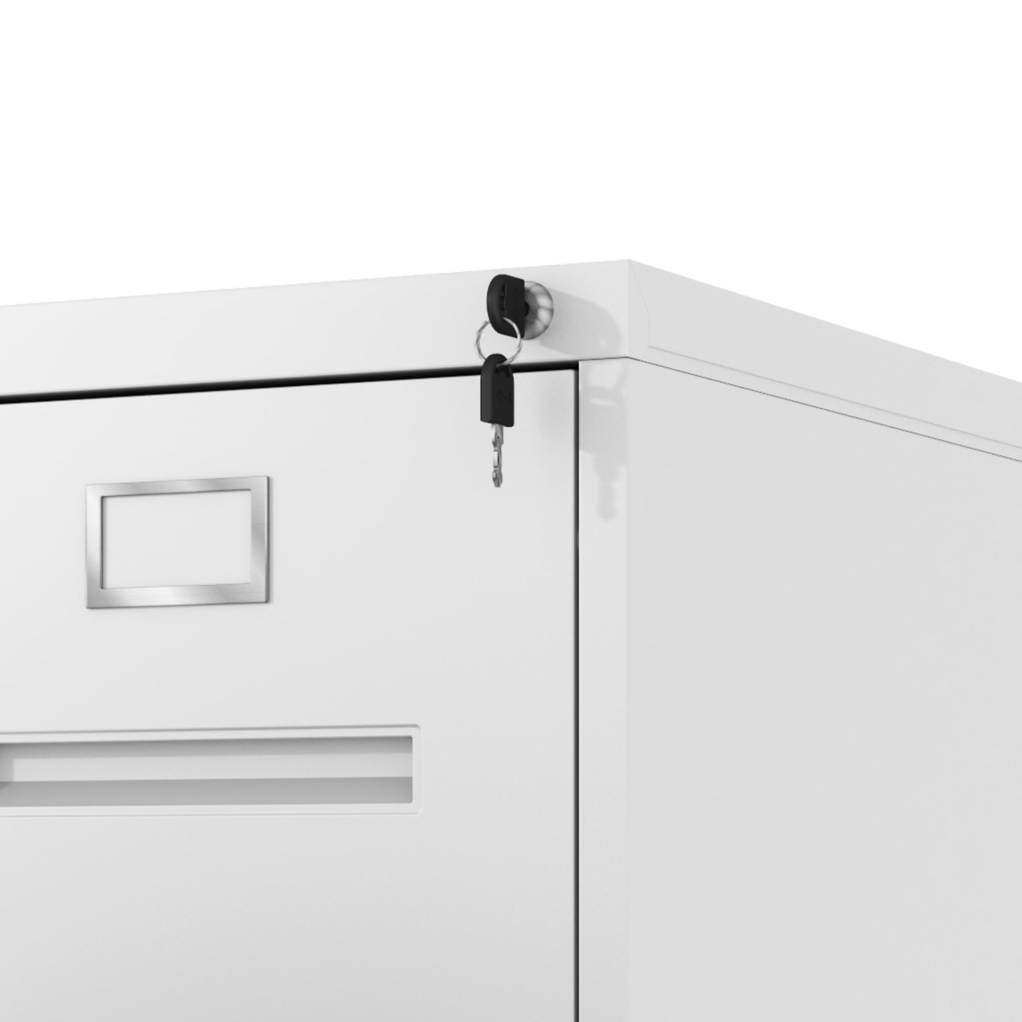 Premium 2 Drawer File Cabinet with Lock, Metal Vertical Design, A4 Legal/Letter Size, White Steel, Compact Dimensions
