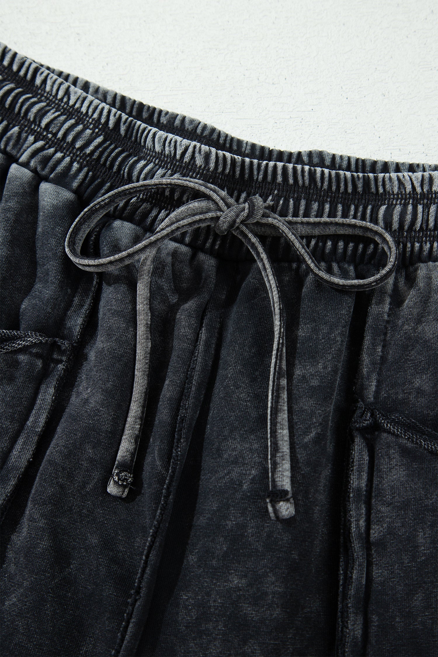 Mineral Wash Raw Seam Drawstring Waist Barrel Pants