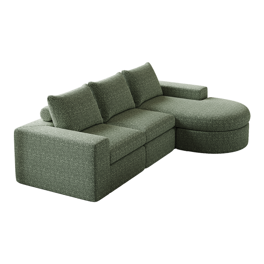 99-Inch Chenille Cloud Curved Sectional Sofa with Chaise, L-Shaped Modern Boneless Couch with Deep Seats, Chenille Sectional Sofa for Living Room and Bedroom, No Assembly Required