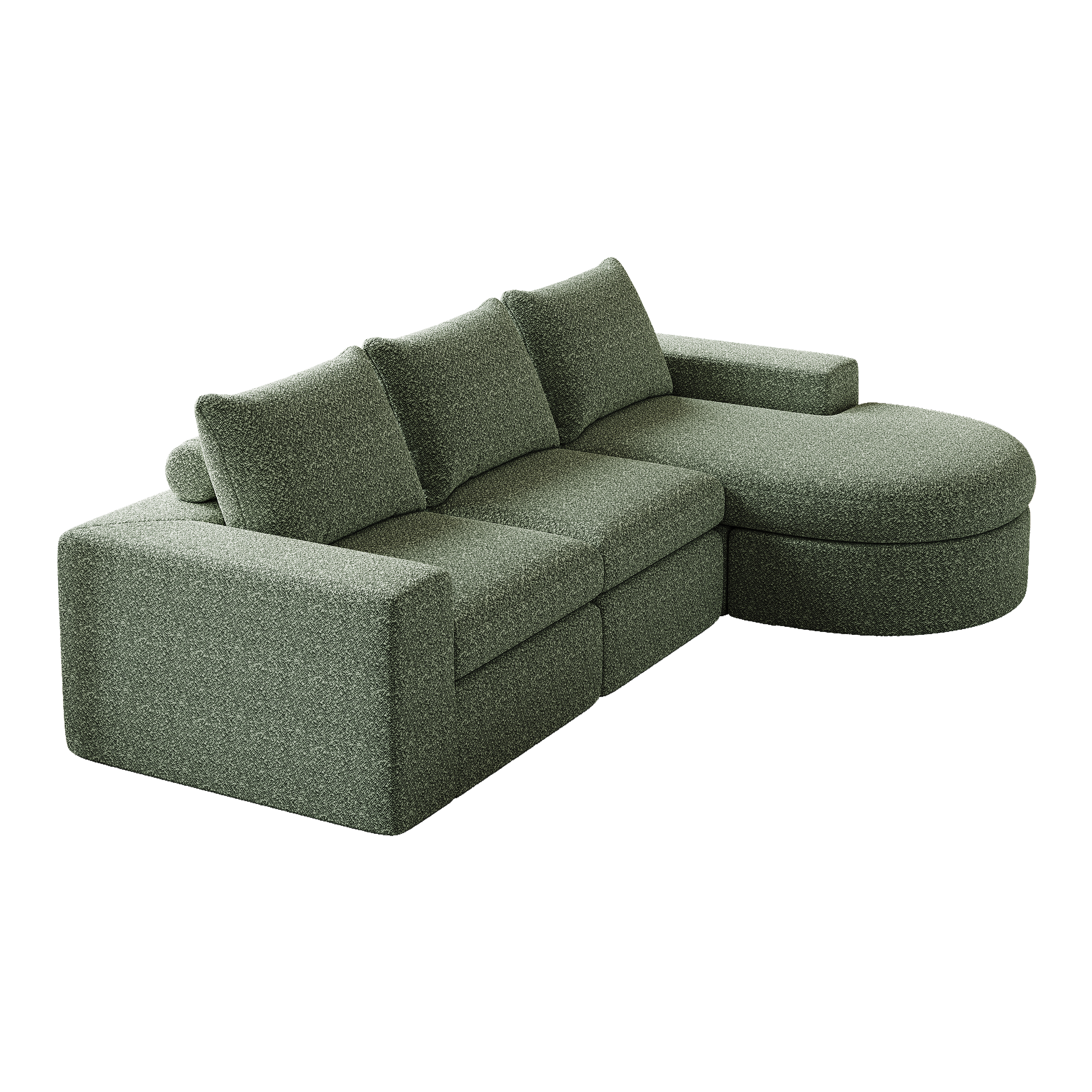 99-Inch Chenille Cloud Curved Sectional Sofa with Chaise, L-Shaped Modern Boneless Couch with Deep Seats, Chenille Sectional Sofa for Living Room and Bedroom, No Assembly Required