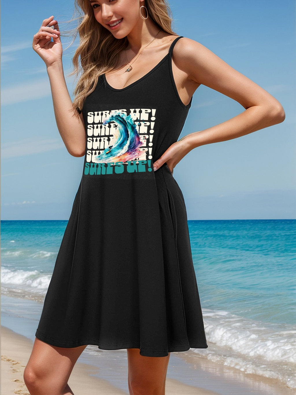 Surf's Up Sleeveless Short Cami Dress (Front Printing)