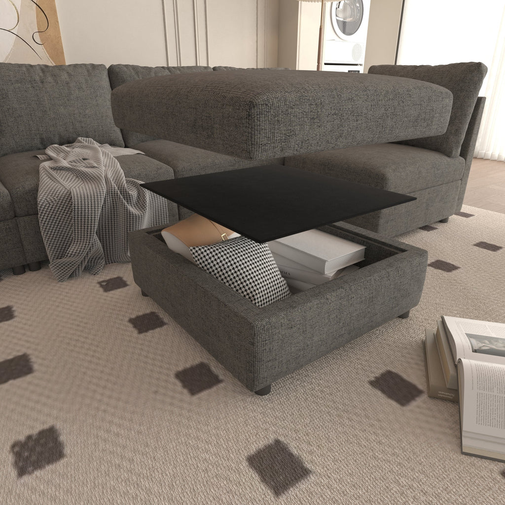 Modern Large Sectional Sofa, U-Shape Modular Sectional Couch with Storage Function,123' Sofa Bed with Ottoman,6 Seat Sectionals Chaise for Living Room,Chenille