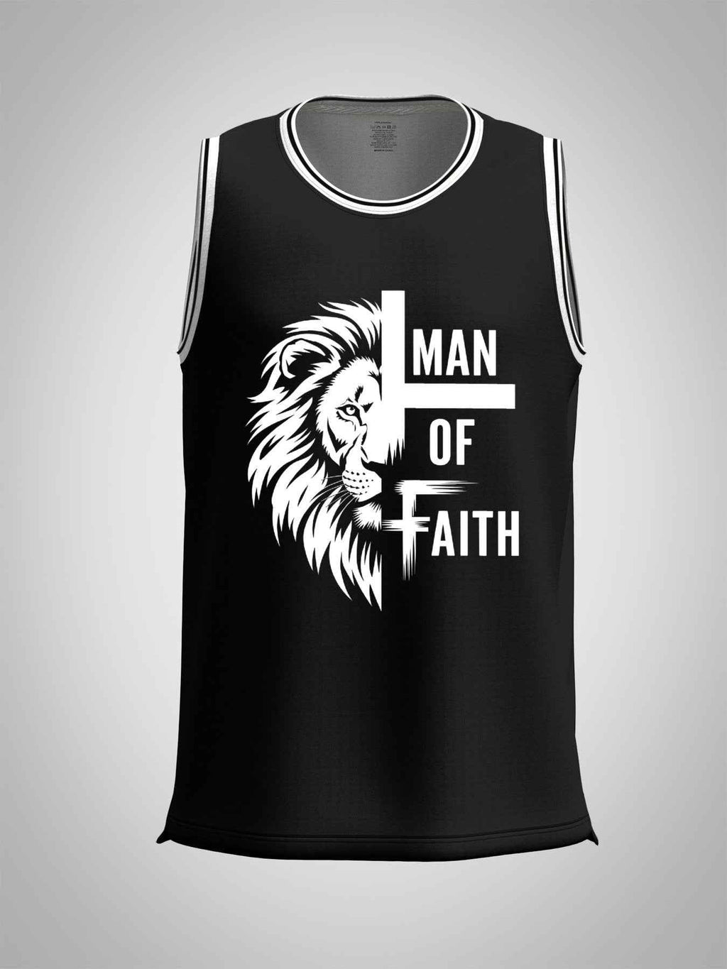 Man of Faith Adult Black Basketball Jersey | Front & Back Printing
