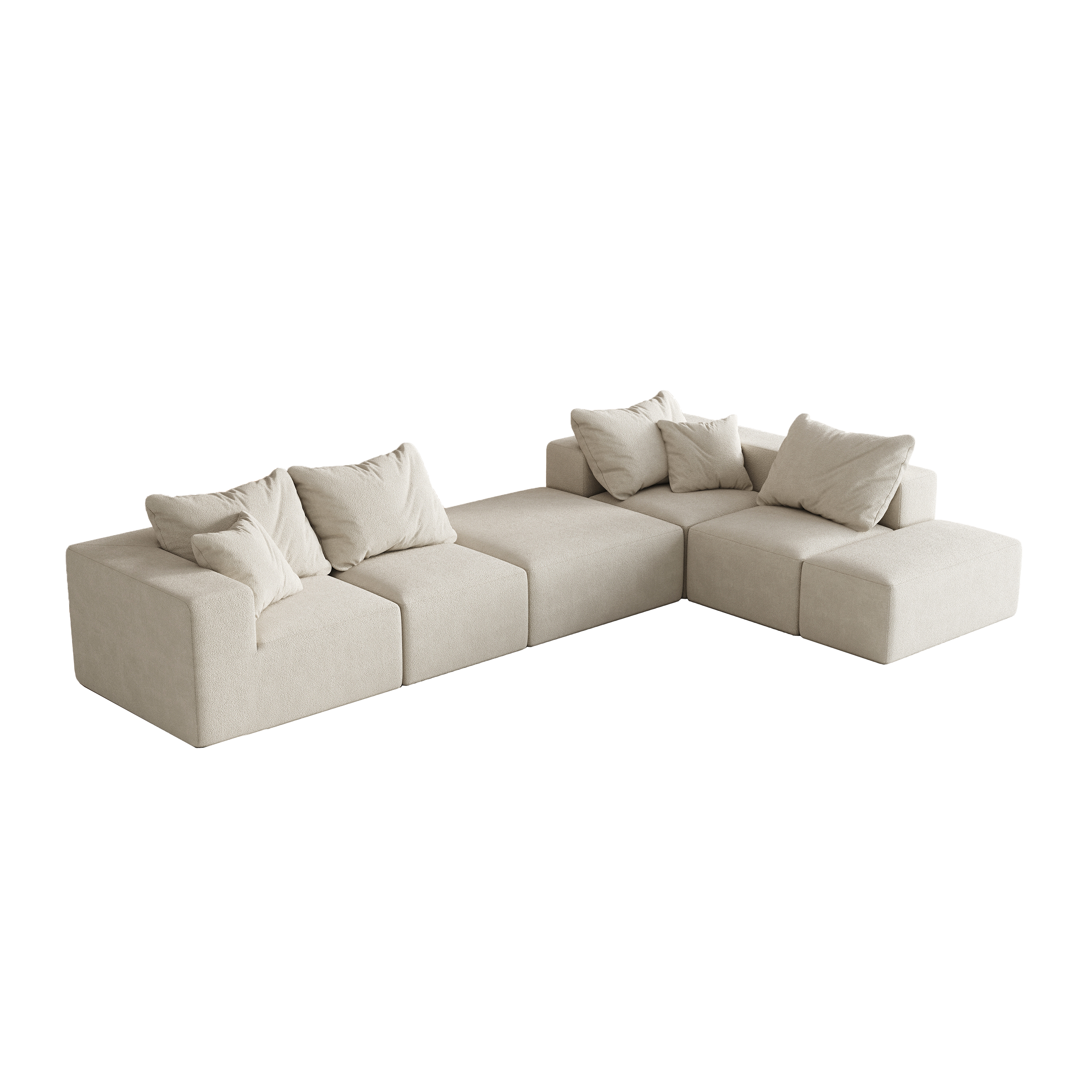 Modern Upholstered Sectional Boneless Couch Set,Modular 132' L Shaped Sectional Living Room Sofa Set With 6 Pillows,Free Combination Sofa Couch for Living Room,Bedroom