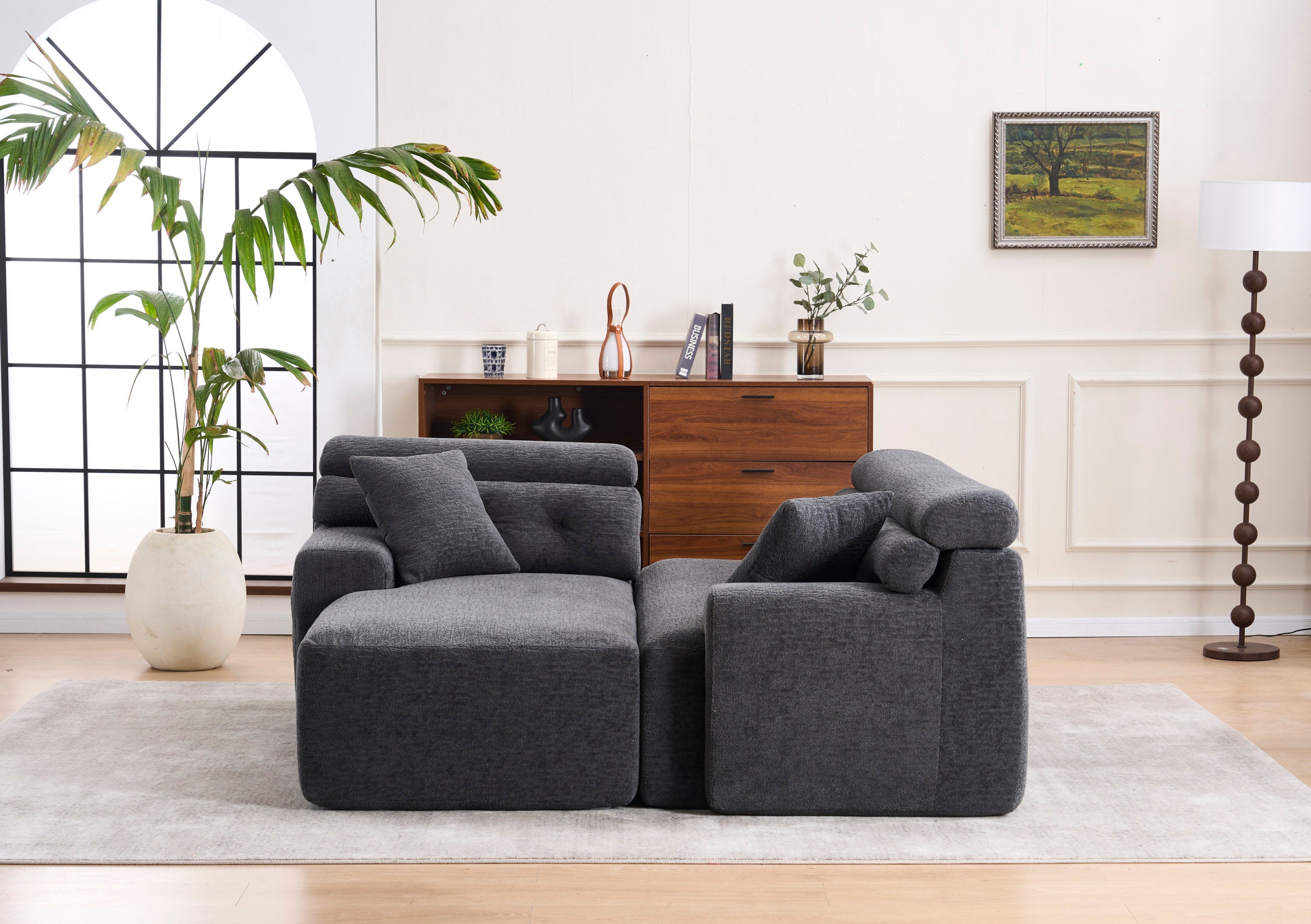 105'' Cloud Sectional Couch with L-Shape Chaise,Modern Modular Sofa with Deep Seat, Boneless Sofa for Living Room Bedroom,No Assembly Required,Grey.
