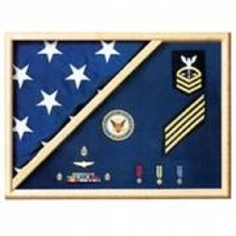 Air Force Blue - Wood Flag Display Case.
