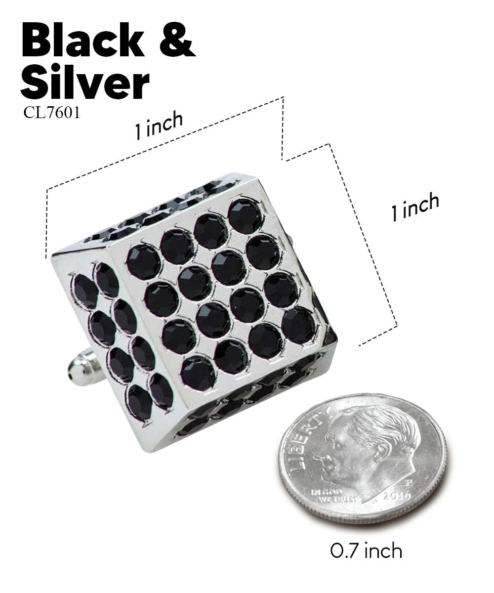 Vittorio Vico Men's Large  Square Studded Colored Crystal Cufflinks: CL76XX Series