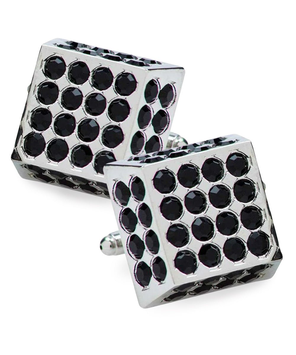 Vittorio Vico Men's Large  Square Studded Colored Crystal Cufflinks: CL76XX Series
