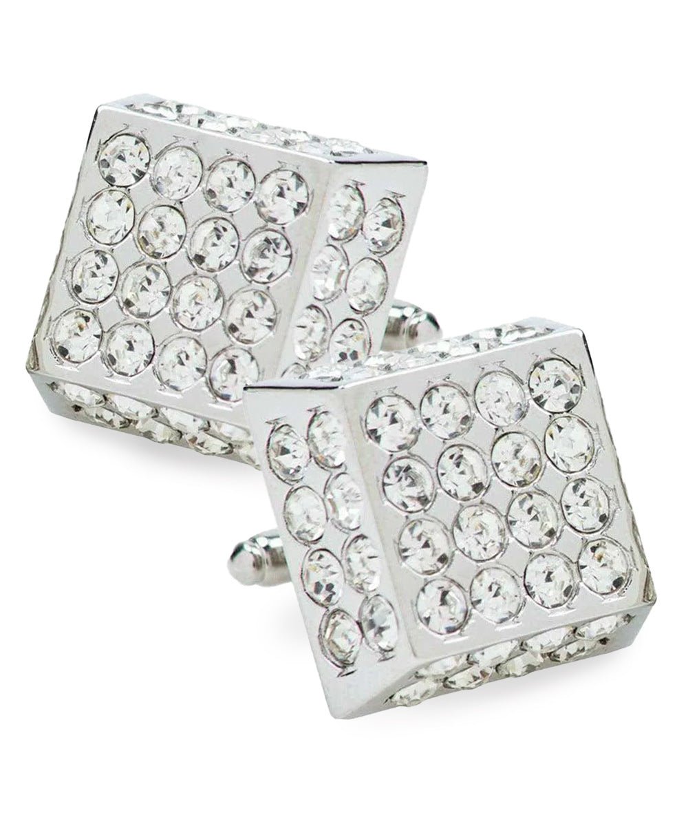 Vittorio Vico Men's Large  Square Studded Colored Crystal Cufflinks: CL76XX Series