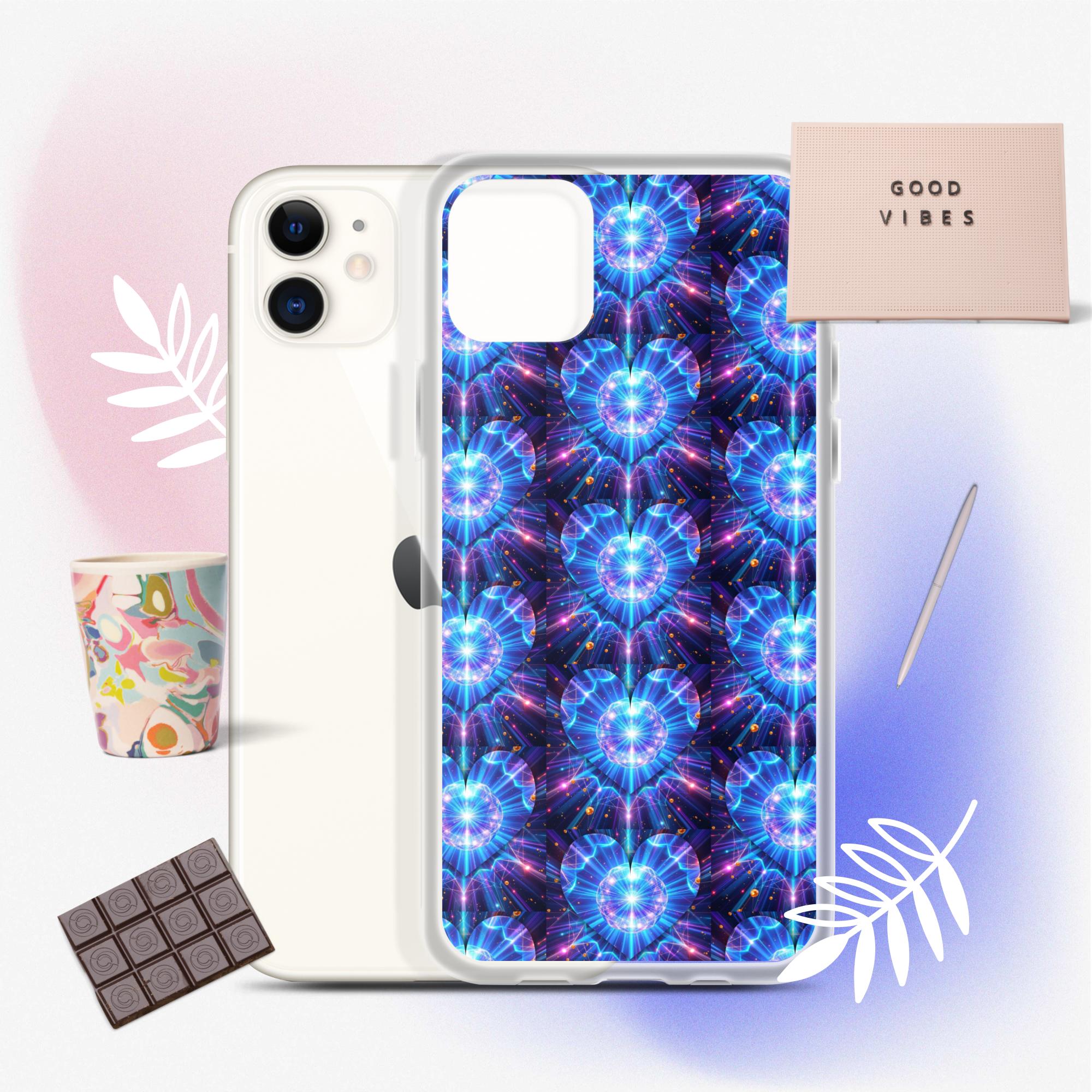 Neon Blue Hearts Clear Case for iPhone®