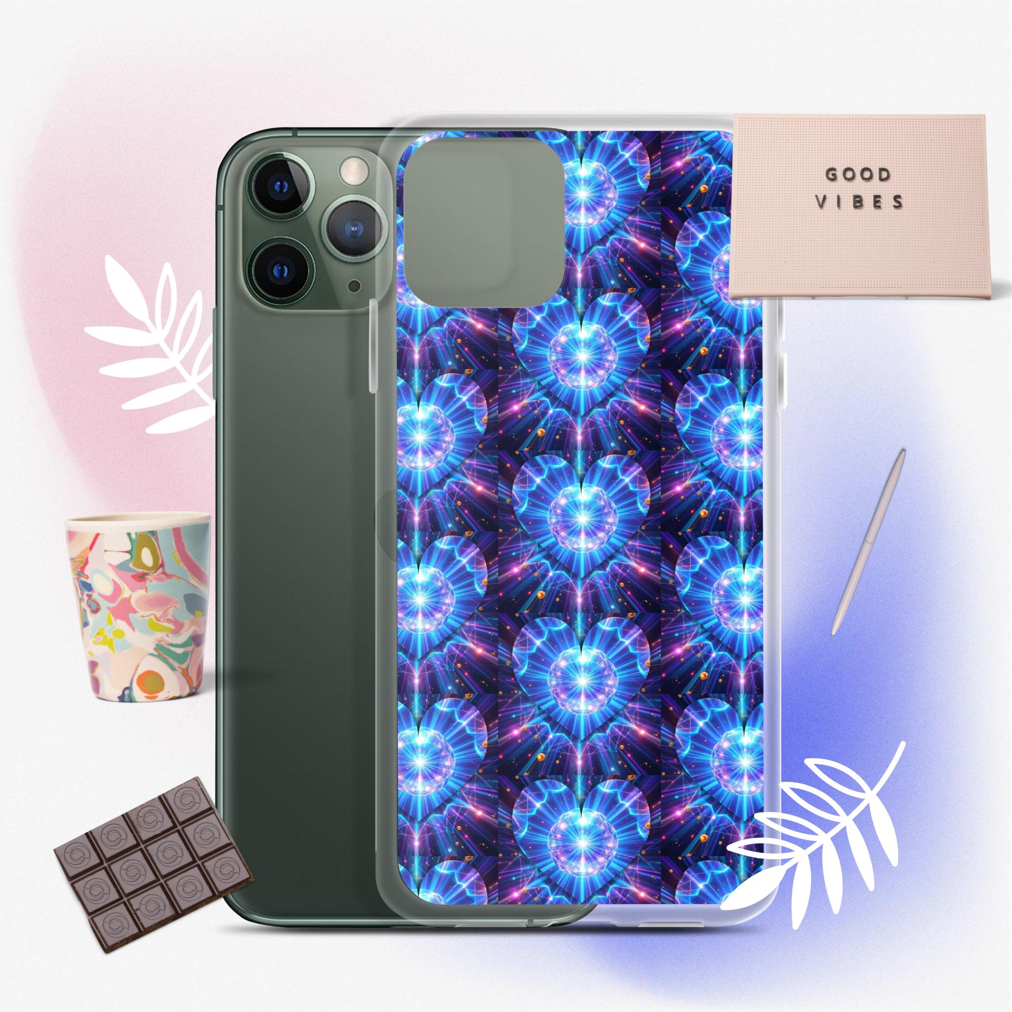 Neon Blue Hearts Clear Case for iPhone®