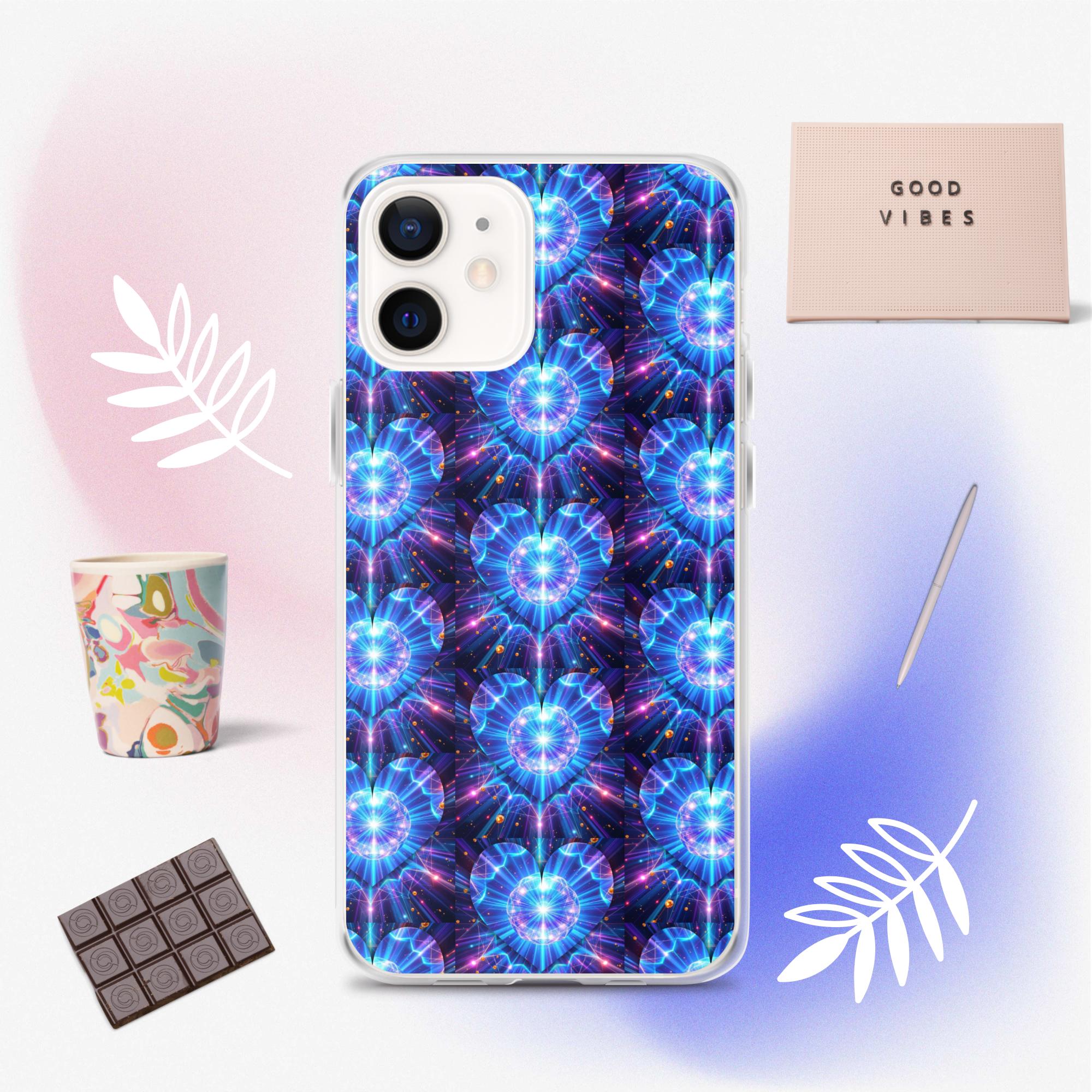Neon Blue Hearts Clear Case for iPhone®