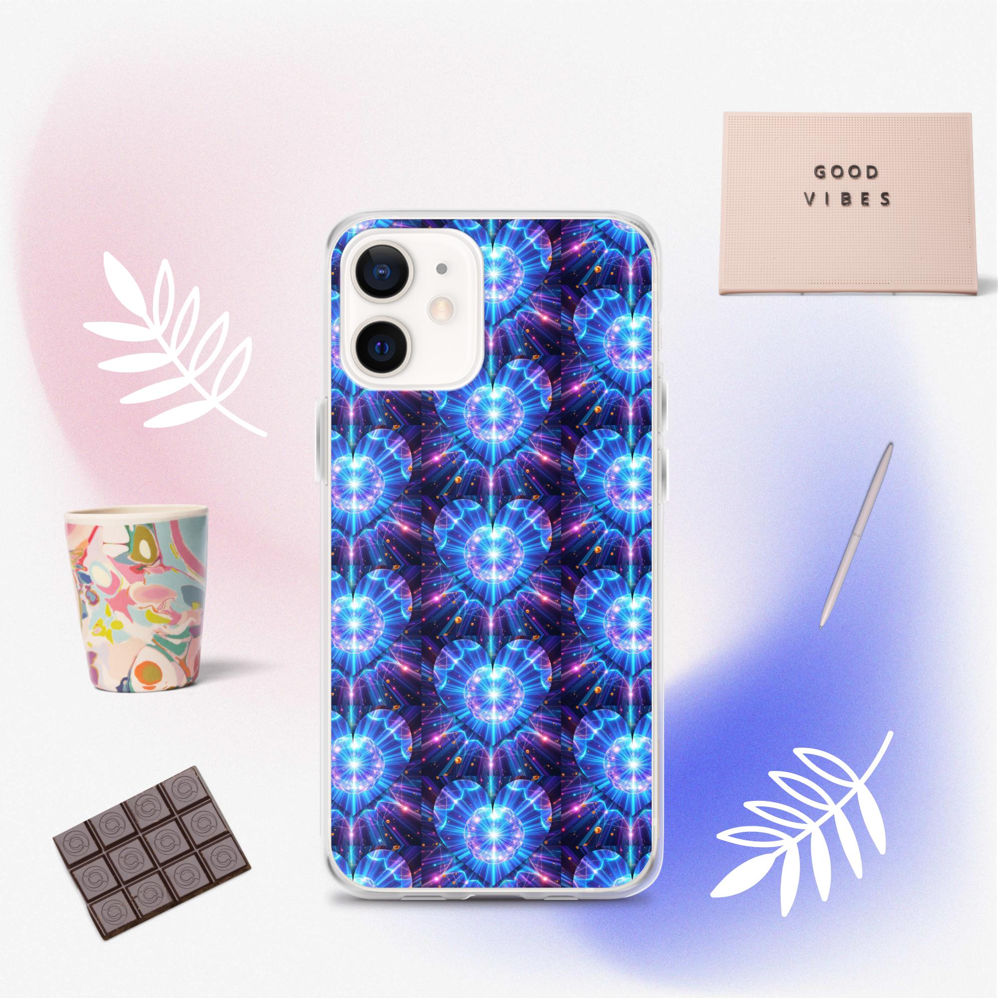 Neon Blue Hearts Clear Case for iPhone®