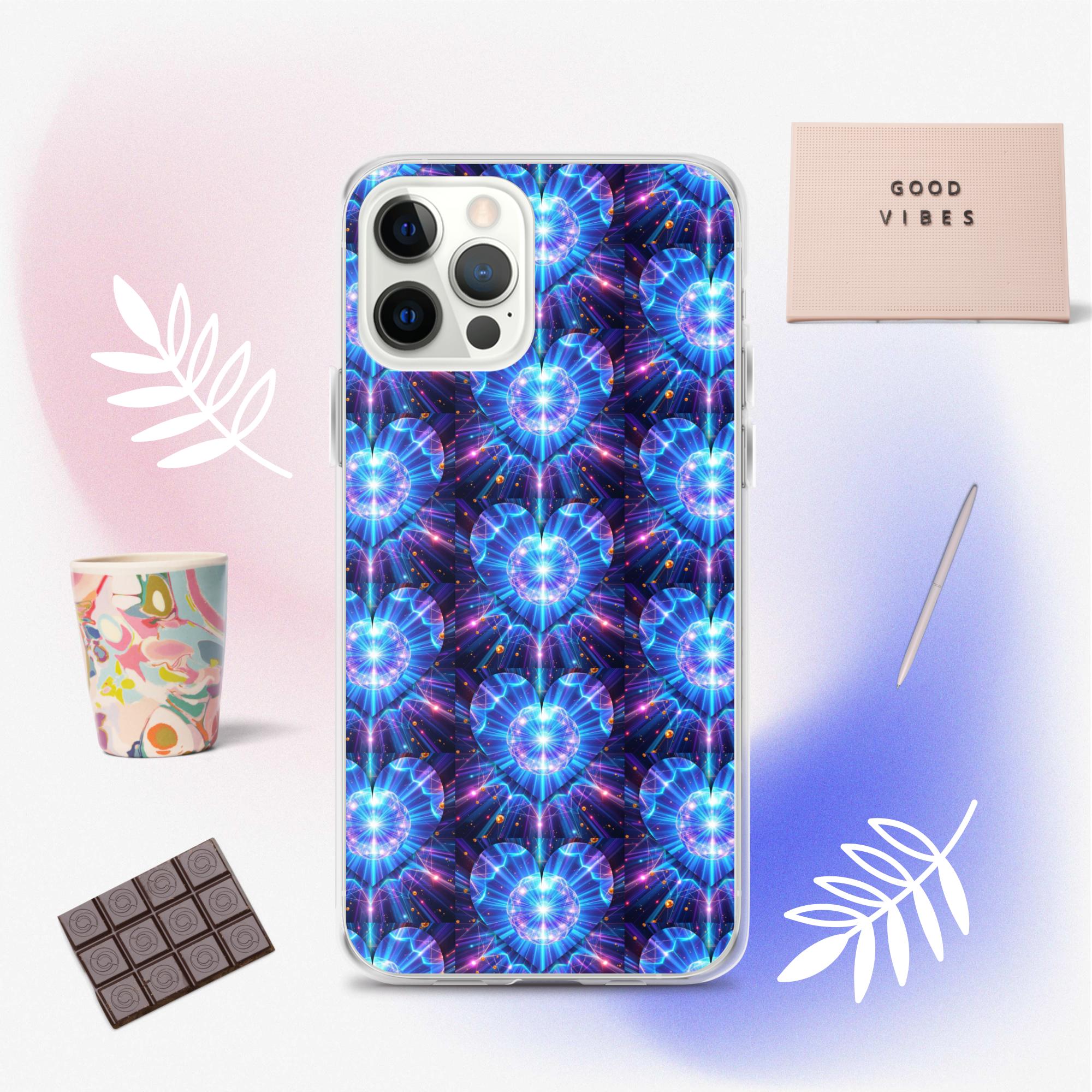Neon Blue Hearts Clear Case for iPhone®