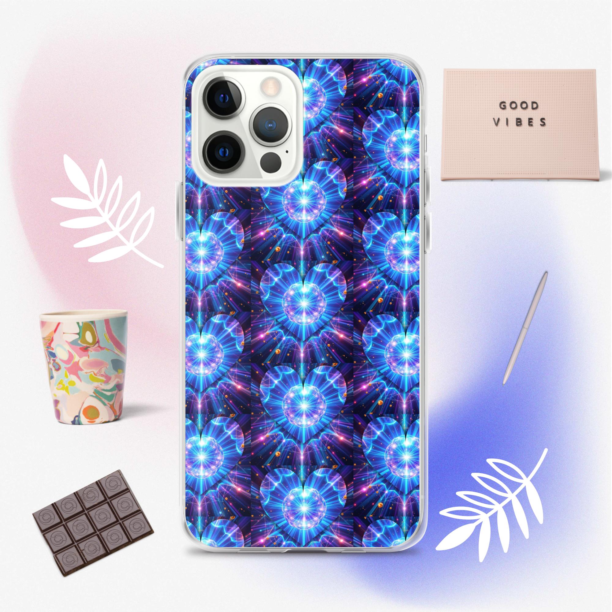 Neon Blue Hearts Clear Case for iPhone®