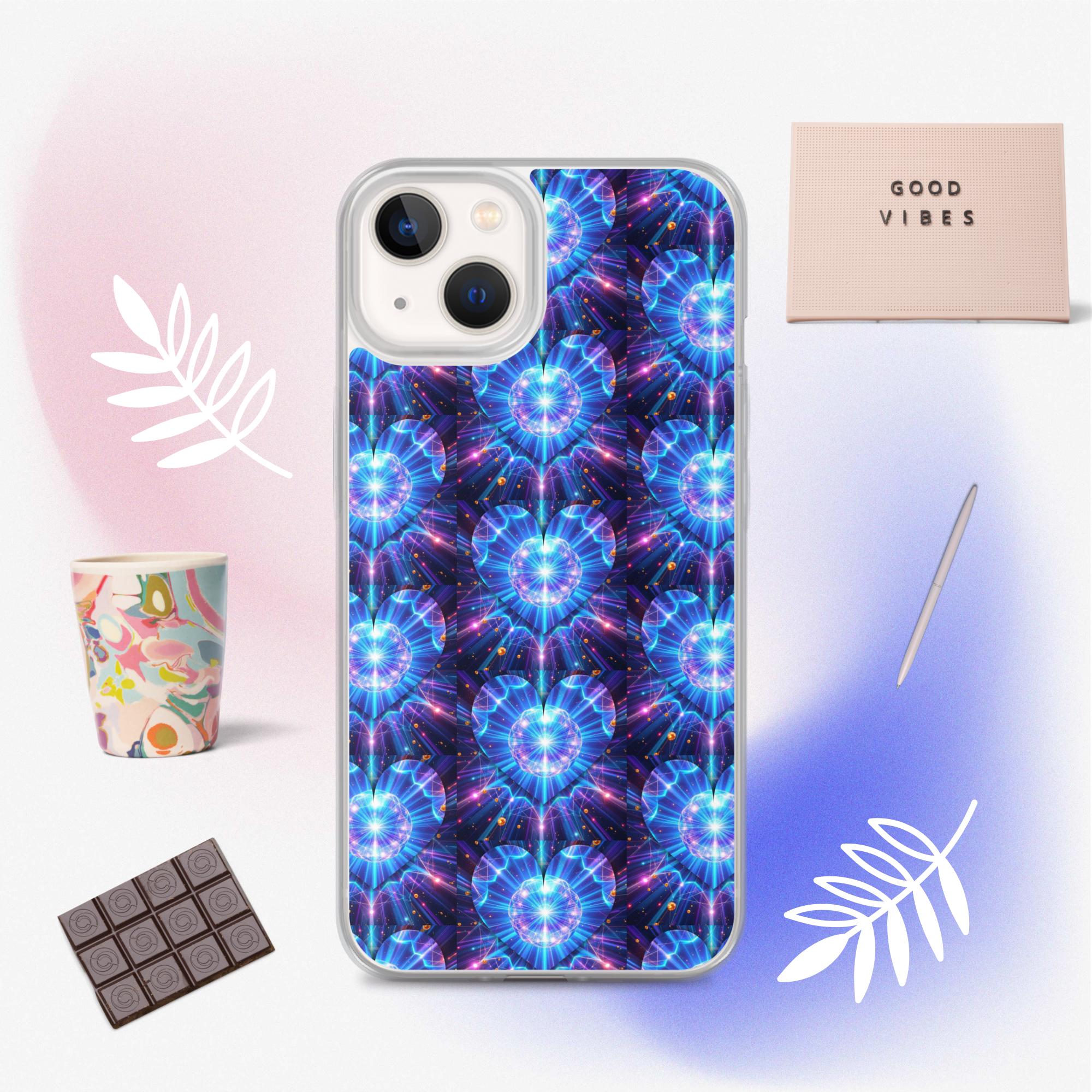 Neon Blue Hearts Clear Case for iPhone®
