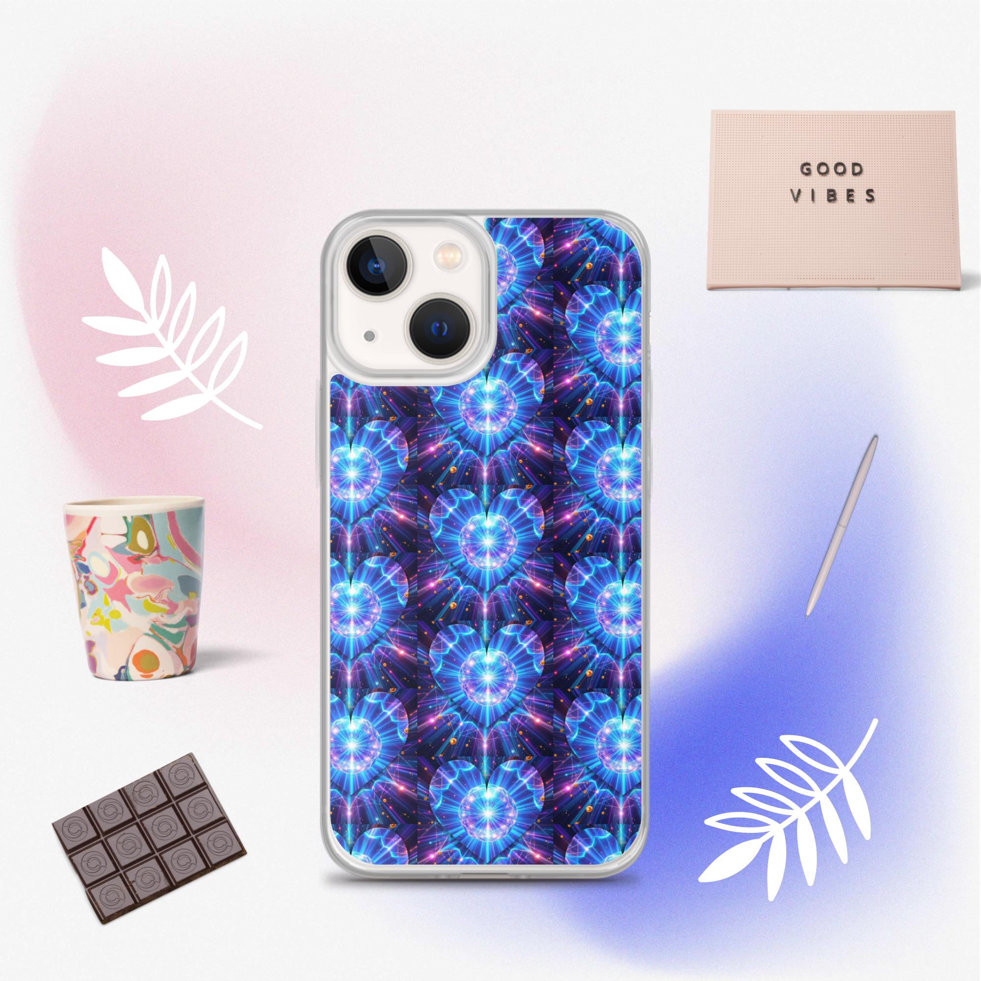 Neon Blue Hearts Clear Case for iPhone®