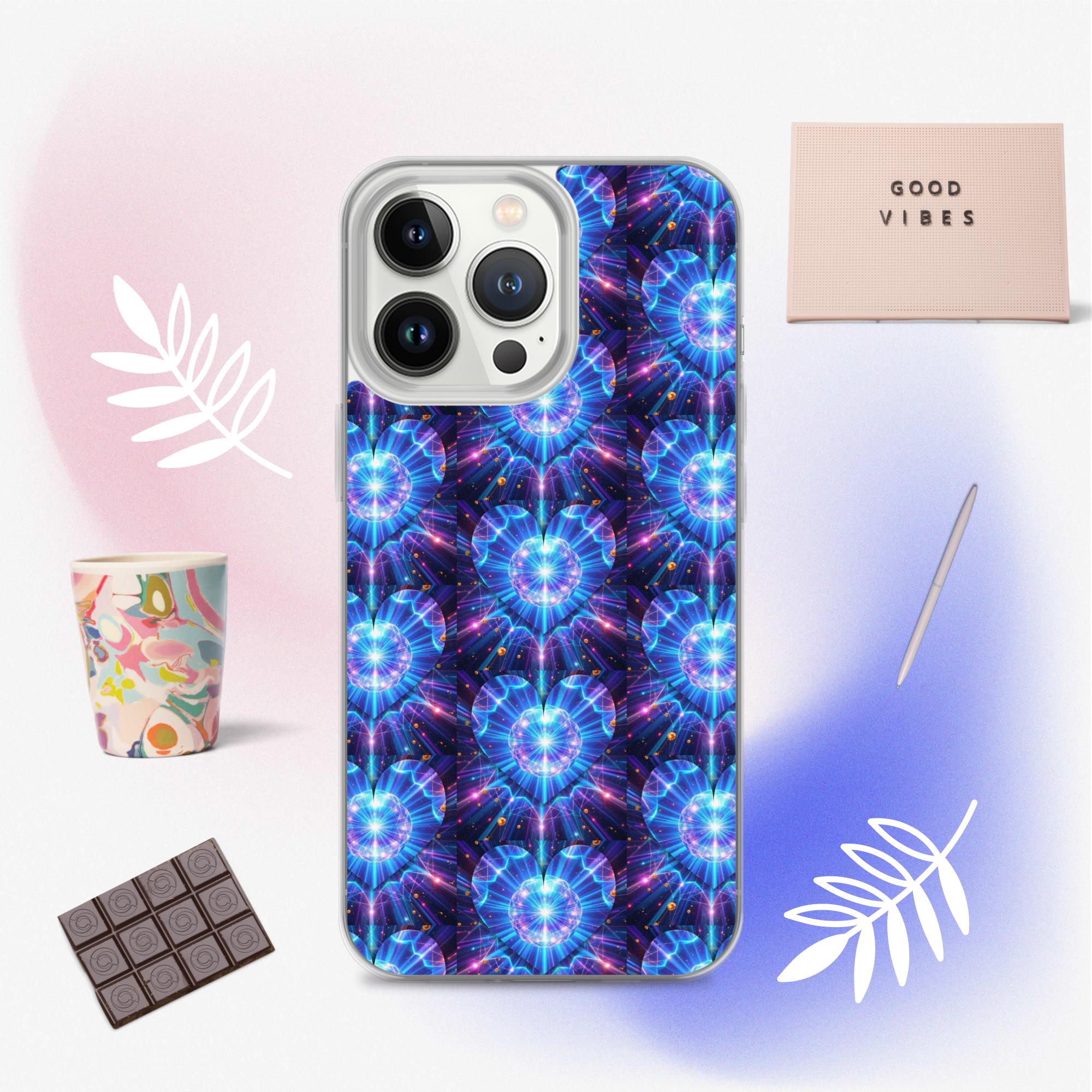 Neon Blue Hearts Clear Case for iPhone®