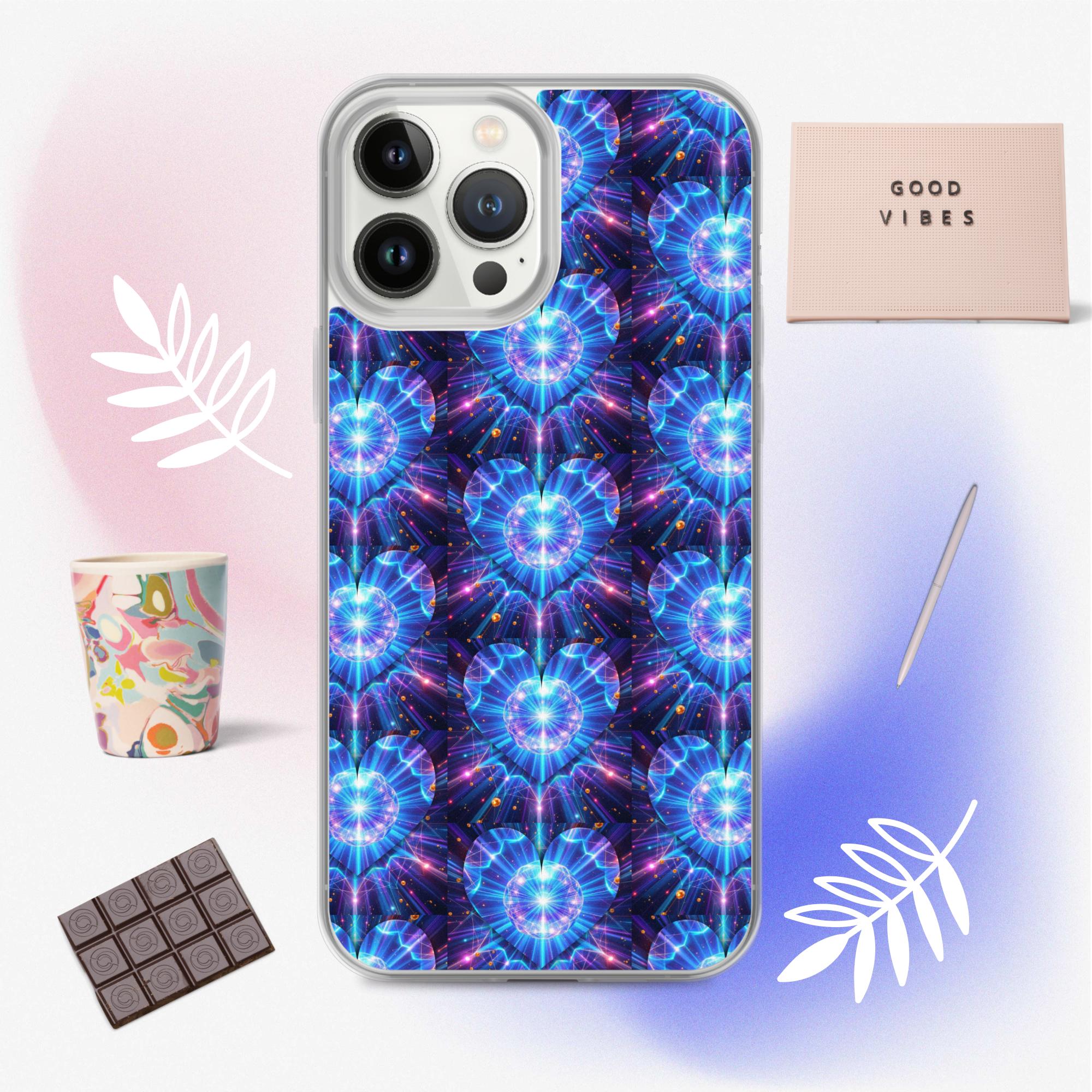 Neon Blue Hearts Clear Case for iPhone®