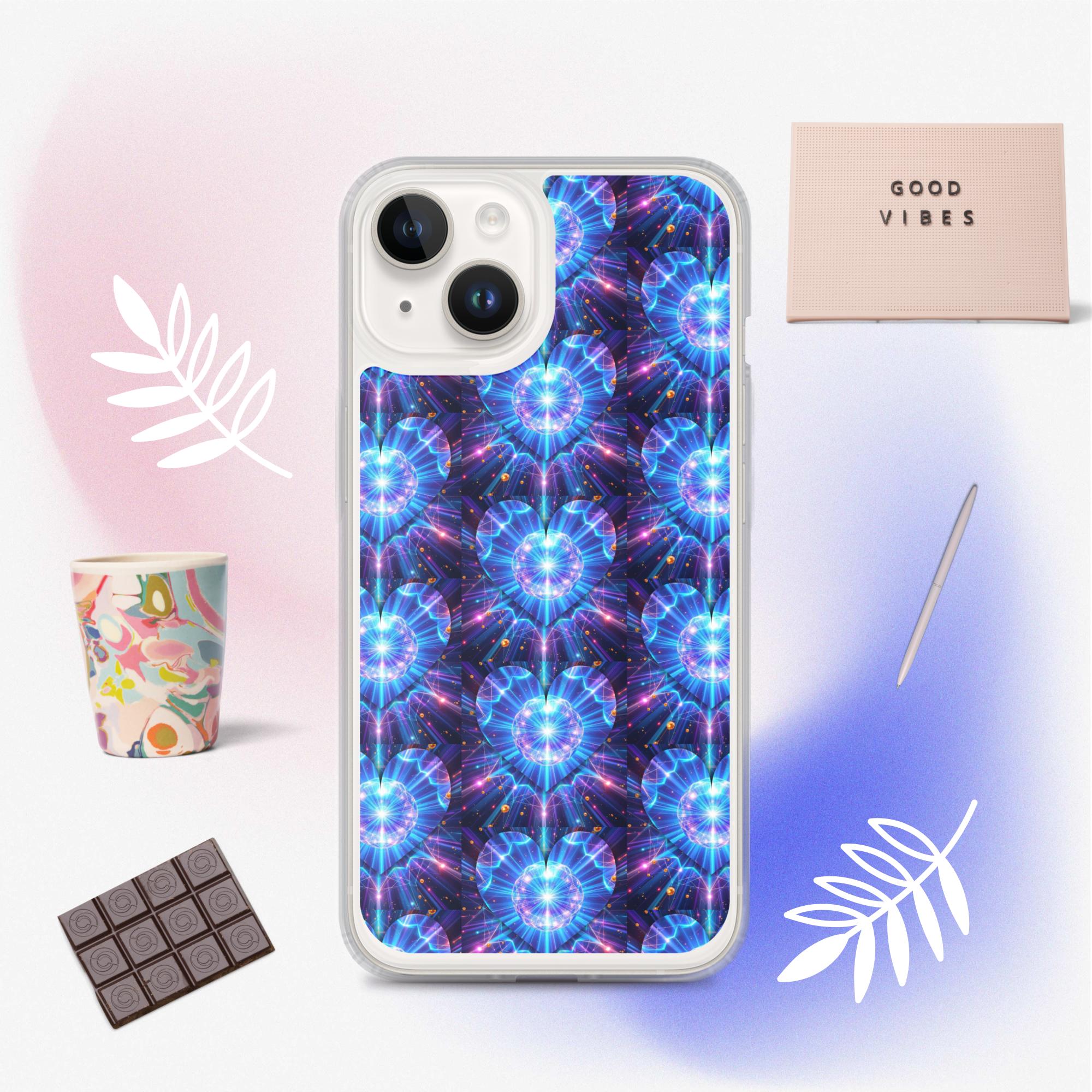Neon Blue Hearts Clear Case for iPhone®