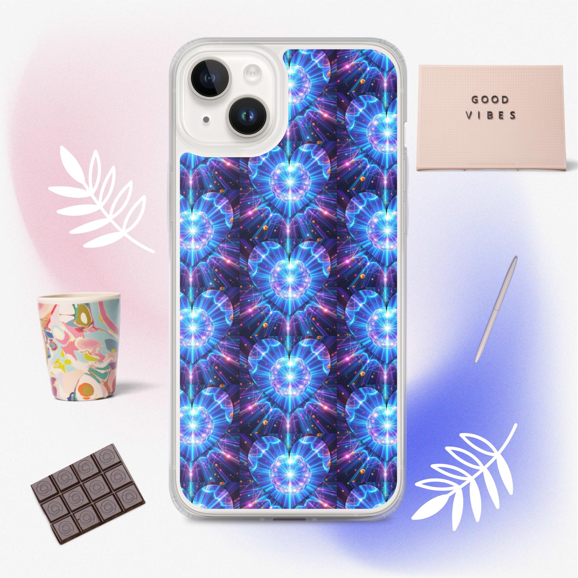 Neon Blue Hearts Clear Case for iPhone®