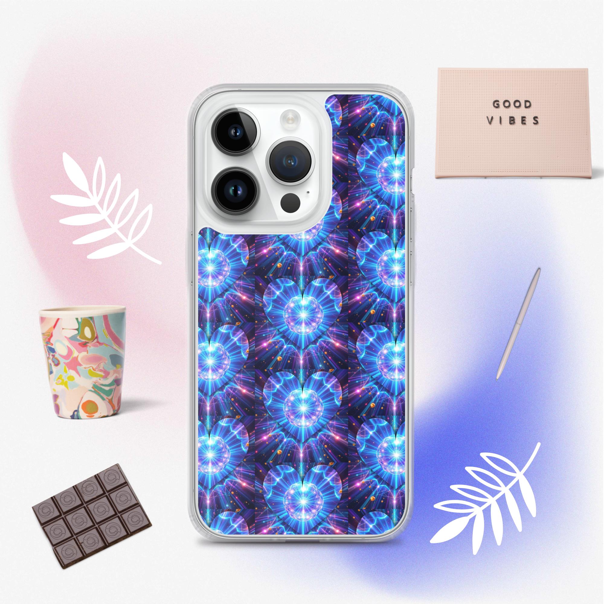 Neon Blue Hearts Clear Case for iPhone®