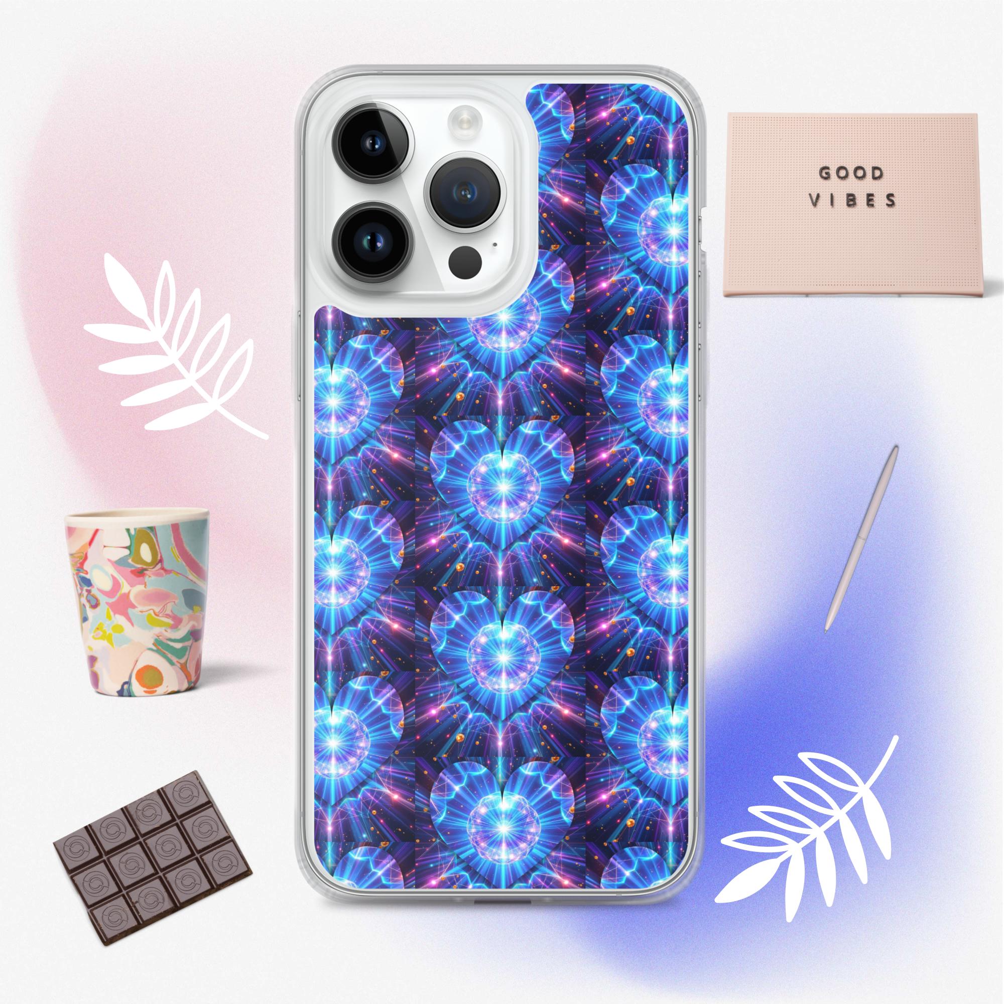 Neon Blue Hearts Clear Case for iPhone®