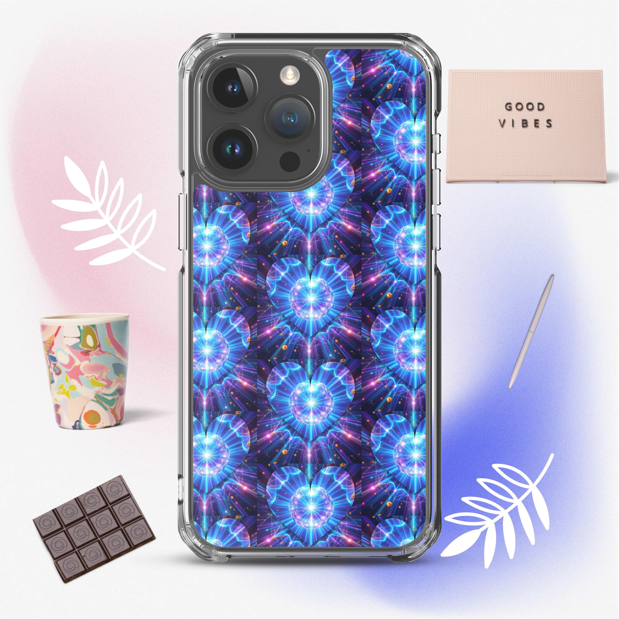 Neon Blue Hearts Clear Case for iPhone®