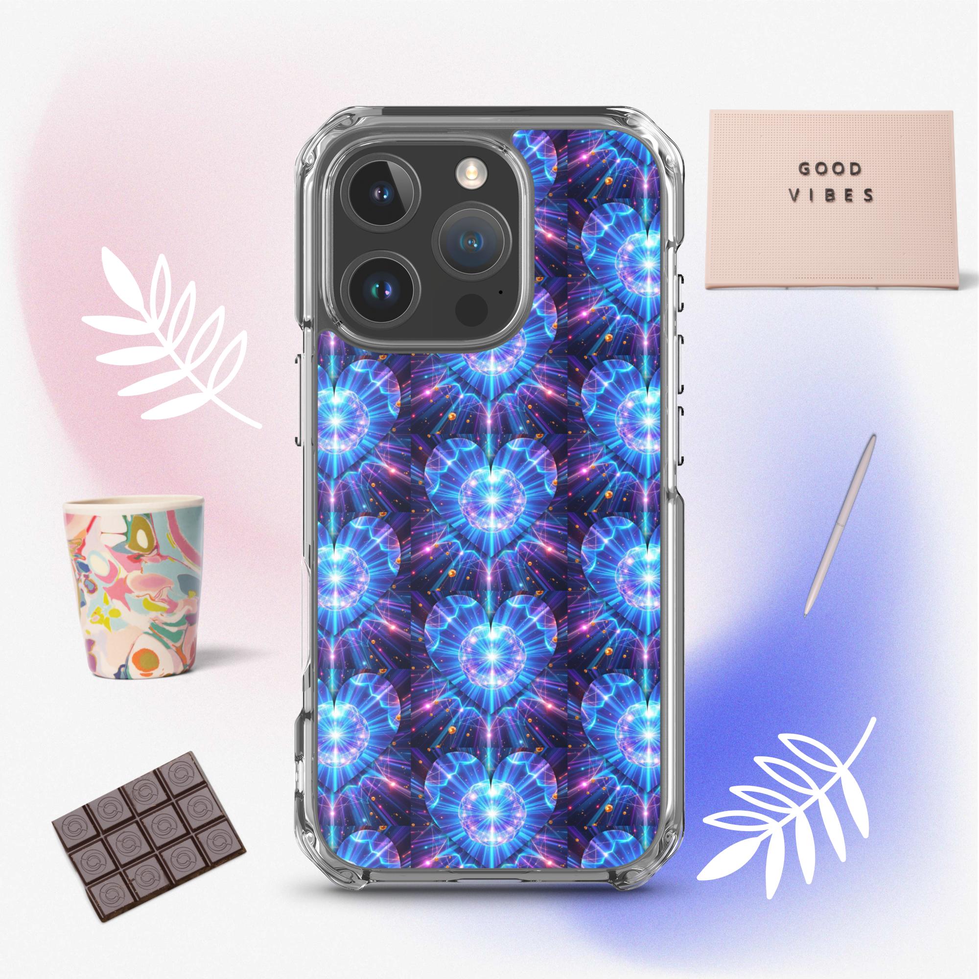 Neon Blue Hearts Clear Case for iPhone®