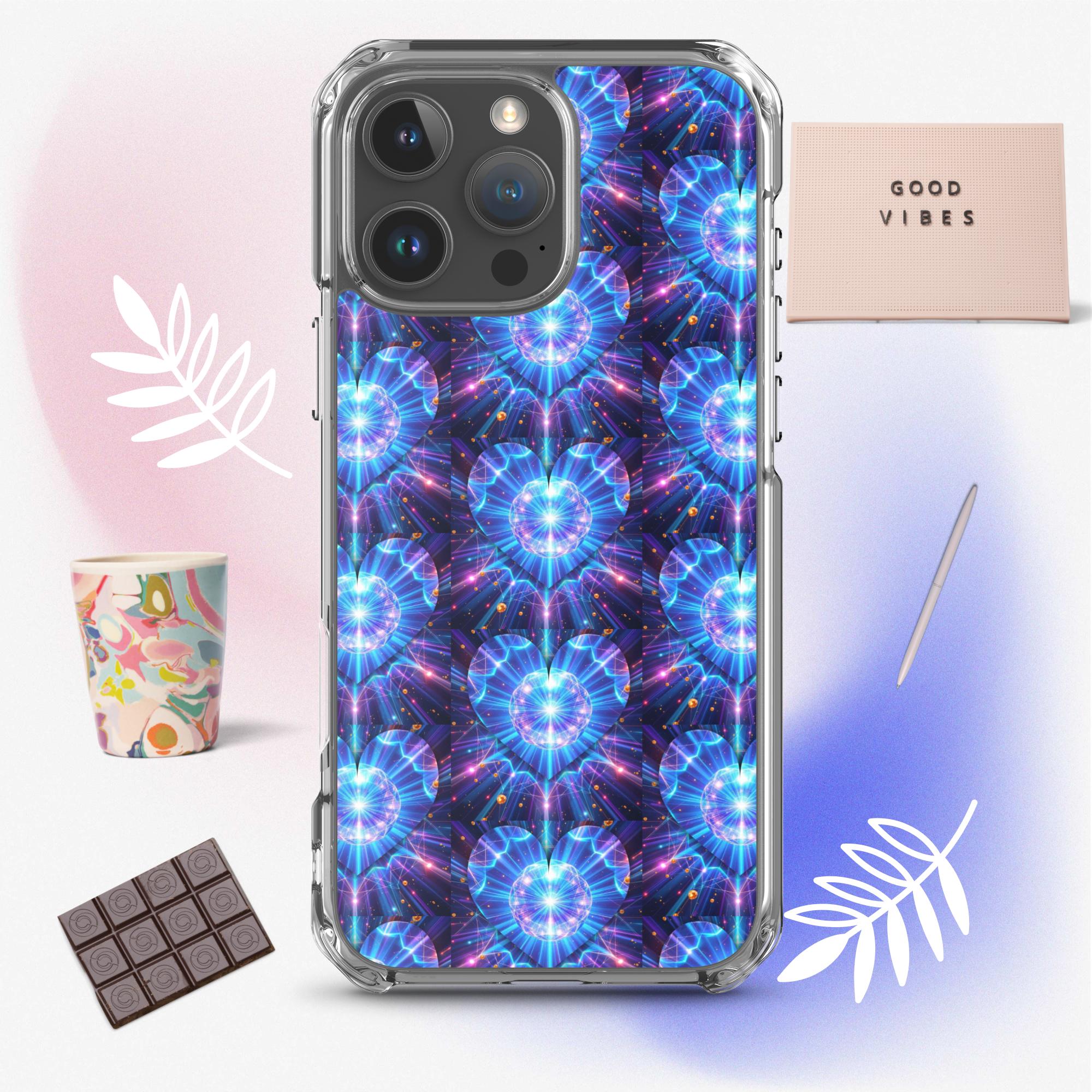 Neon Blue Hearts Clear Case for iPhone®