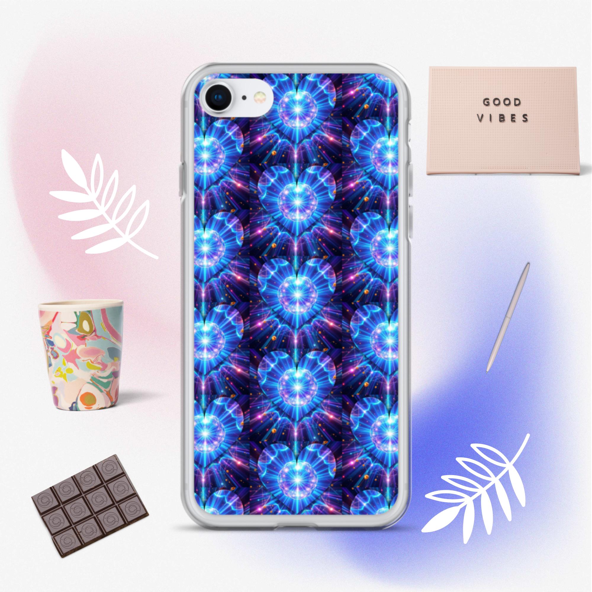 Neon Blue Hearts Clear Case for iPhone®
