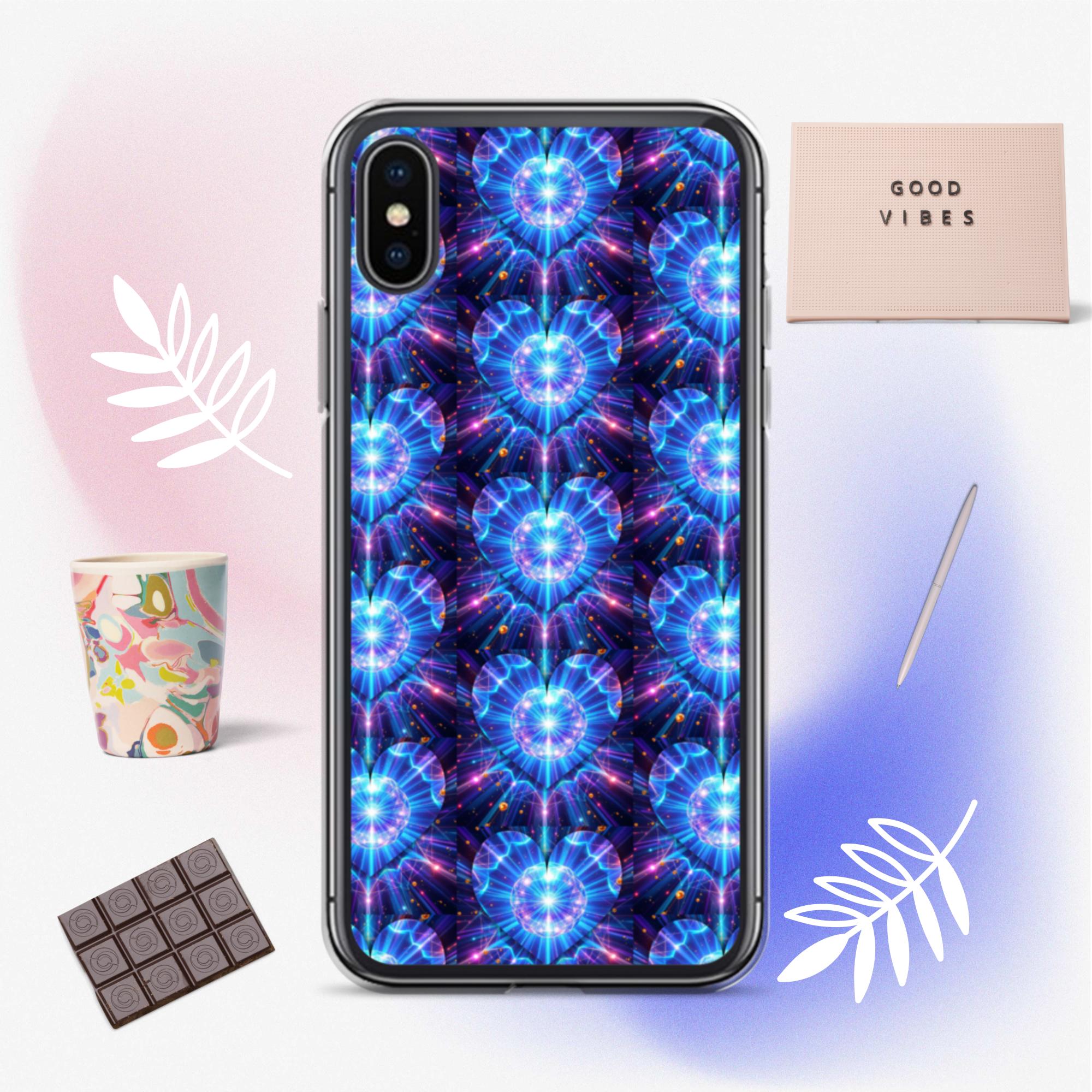 Neon Blue Hearts Clear Case for iPhone®