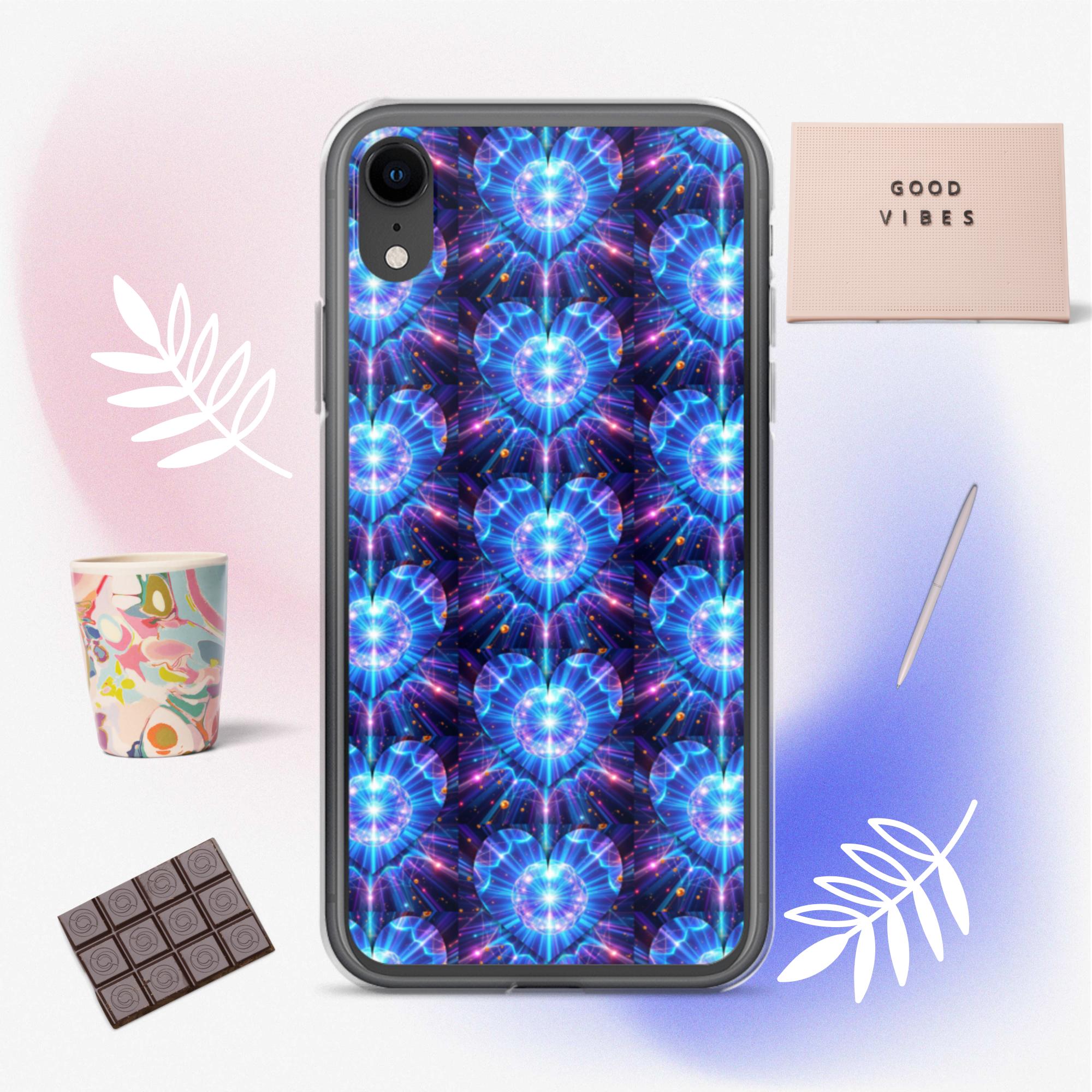 Neon Blue Hearts Clear Case for iPhone®