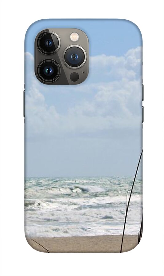Cloudy Seaside with Tall Grasses - Phone Case