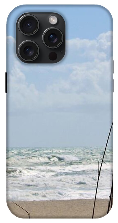 Cloudy Seaside with Tall Grasses - Phone Case